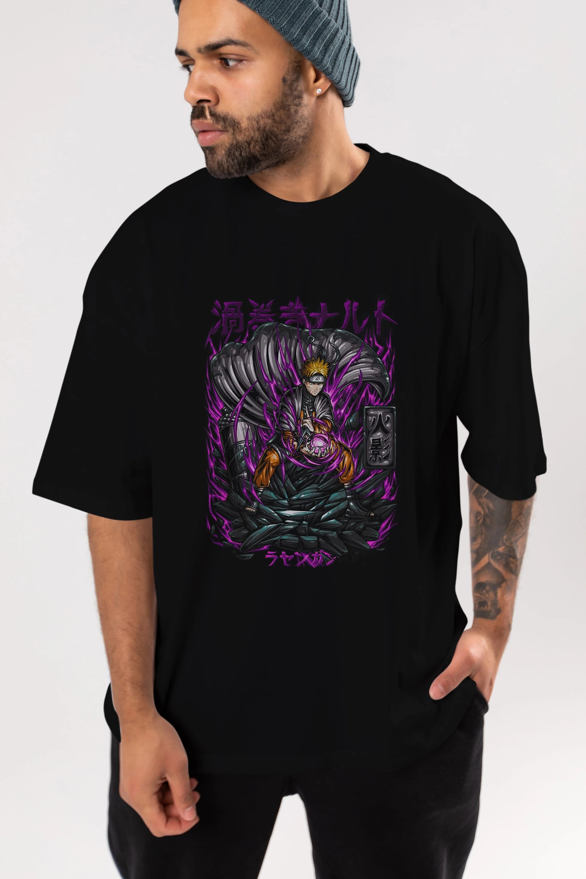 NARUTO Anime Ön Baskılı Oversize t-shirt %100 pamuk Erkek Kadın Unisex