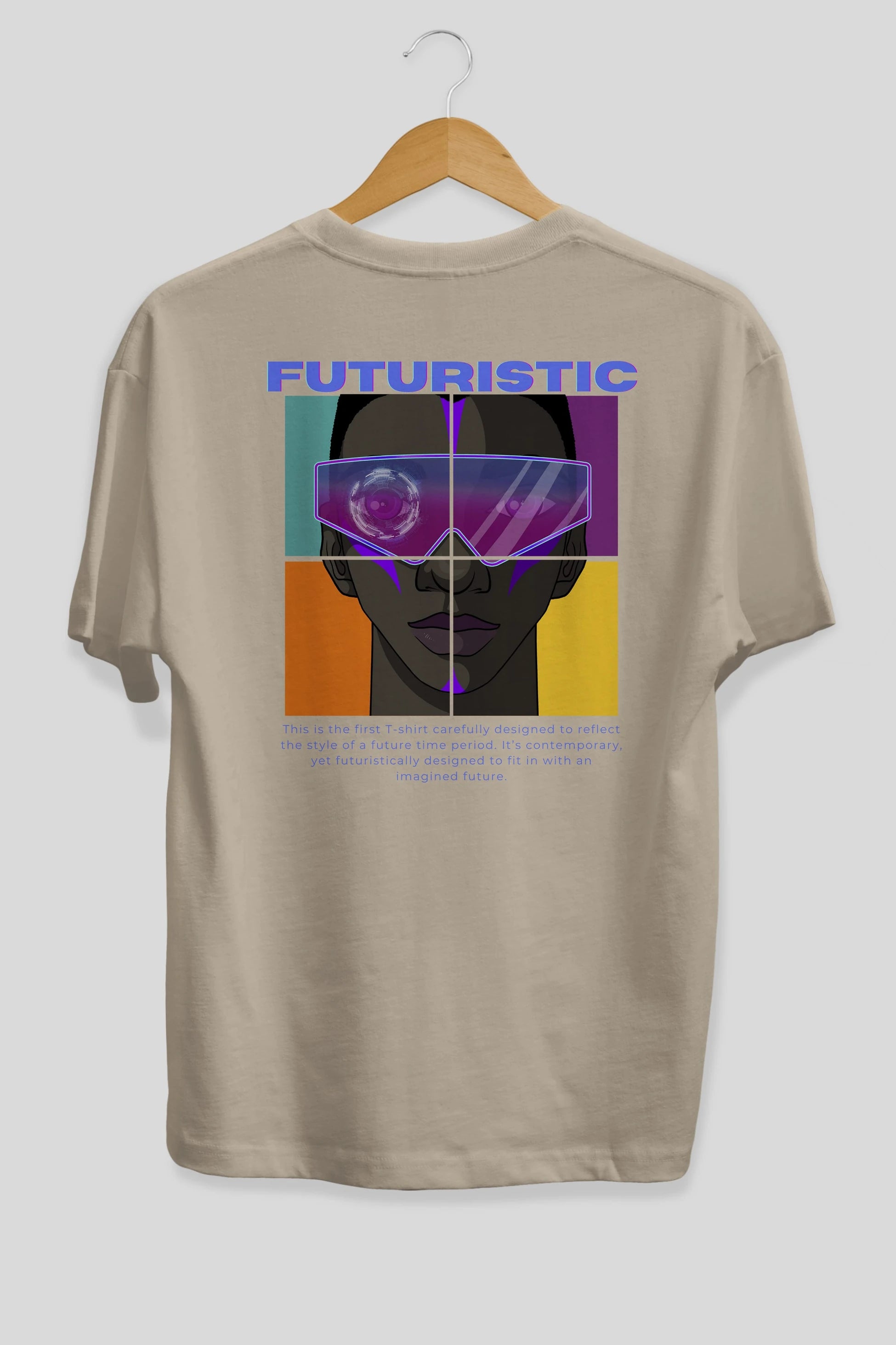 Futuristic Streetwear Arka Baskılı Oversize t-shirt Erkek Kadın Unisex