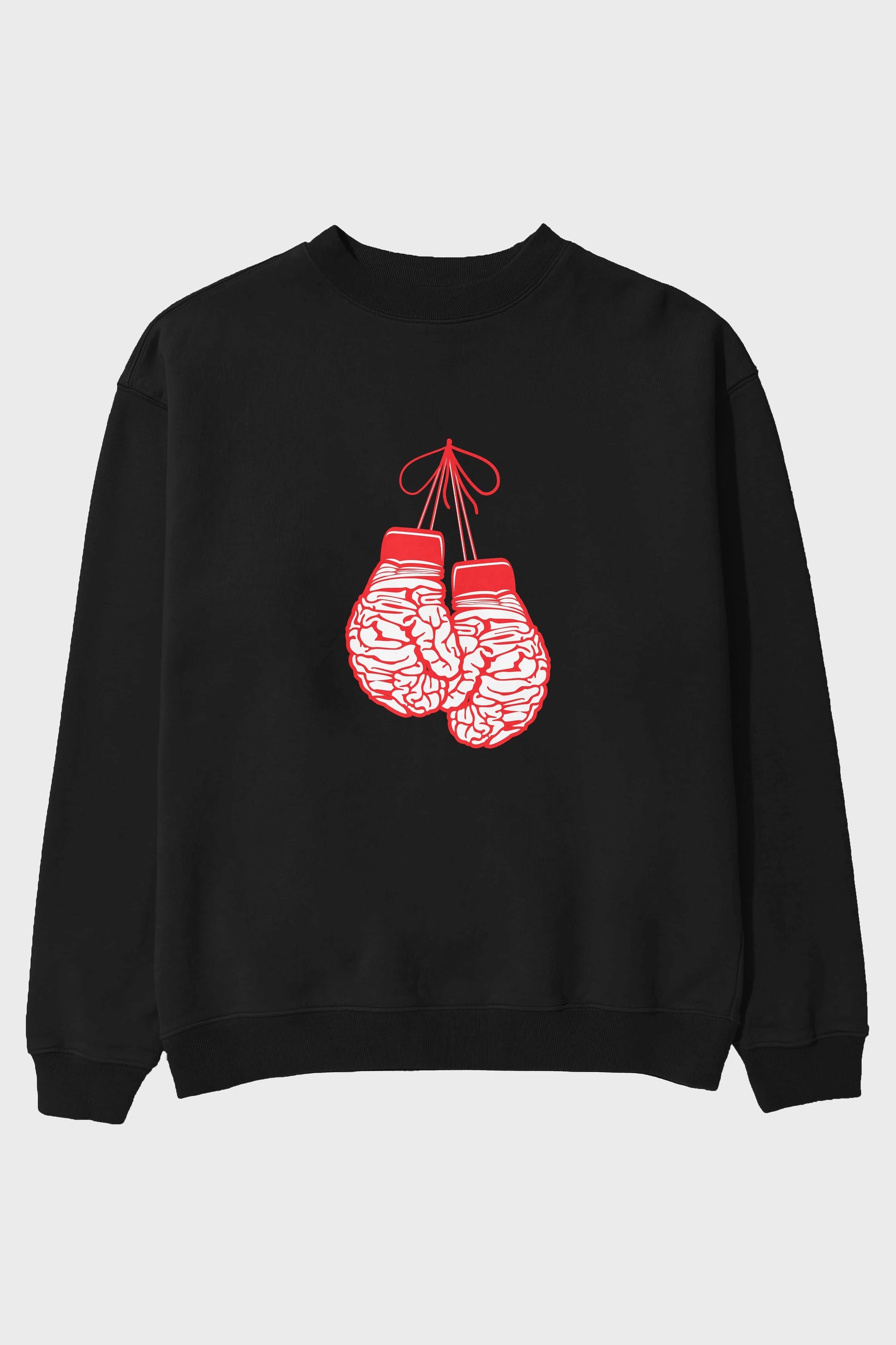 Brain Gloves Ön Baskılı Oversize Sweatshirt Erkek Kadın Unisex