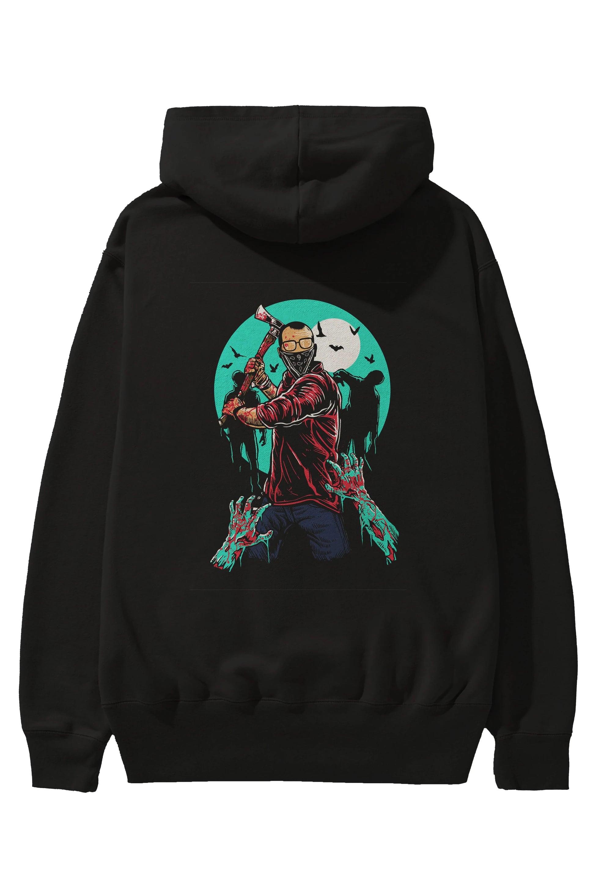 Zombie Killer Arka Baskılı Hoodie Oversize Kapüşonlu Sweatshirt Erkek Kadın Unisex