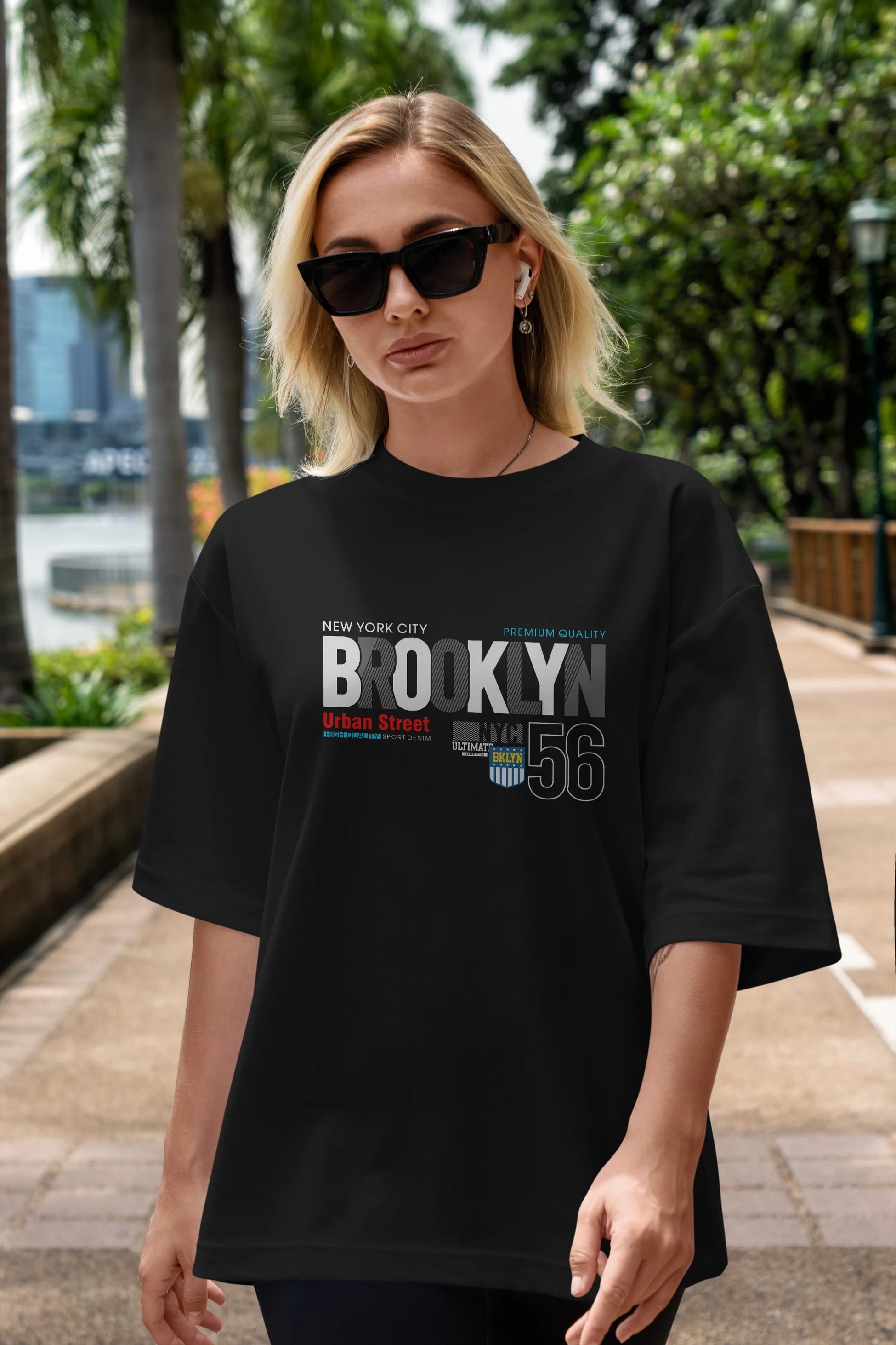 Brooklyn 56 Ön Baskılı Oversize t-shirt Erkek Kadın Unisex