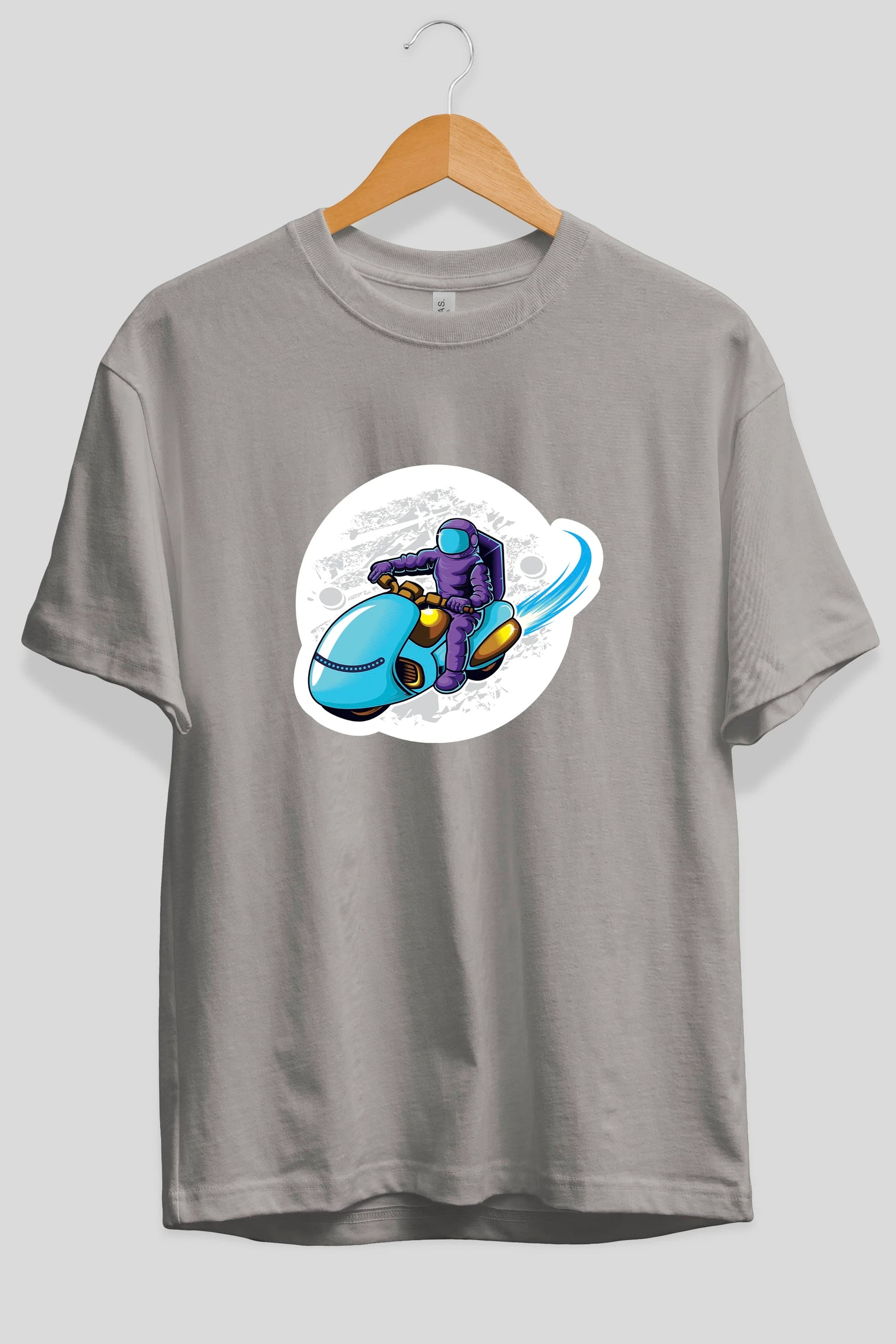 Astrorider in Space Sticker Ön Baskılı Oversize t-shirt Erkek Kadın Unisex
