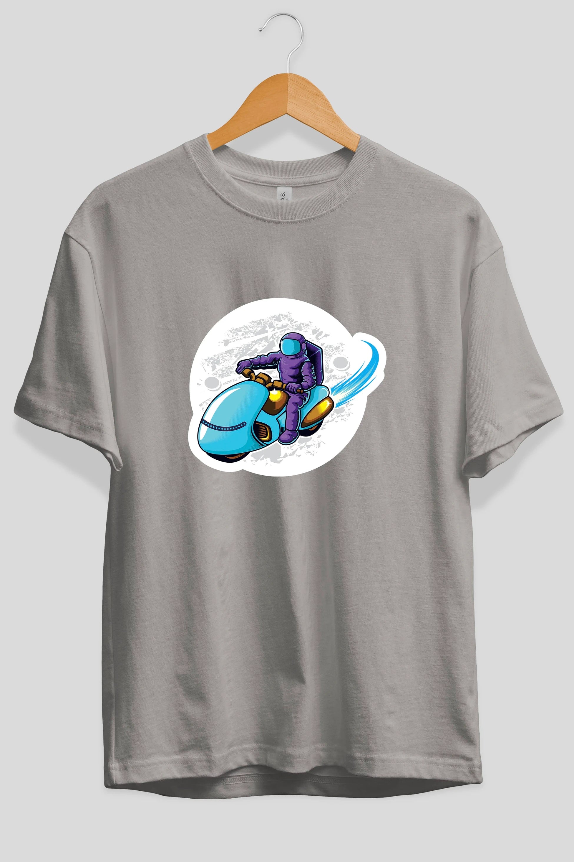 Astrorider in Space Sticker Ön Baskılı Oversize t-shirt Erkek Kadın Unisex