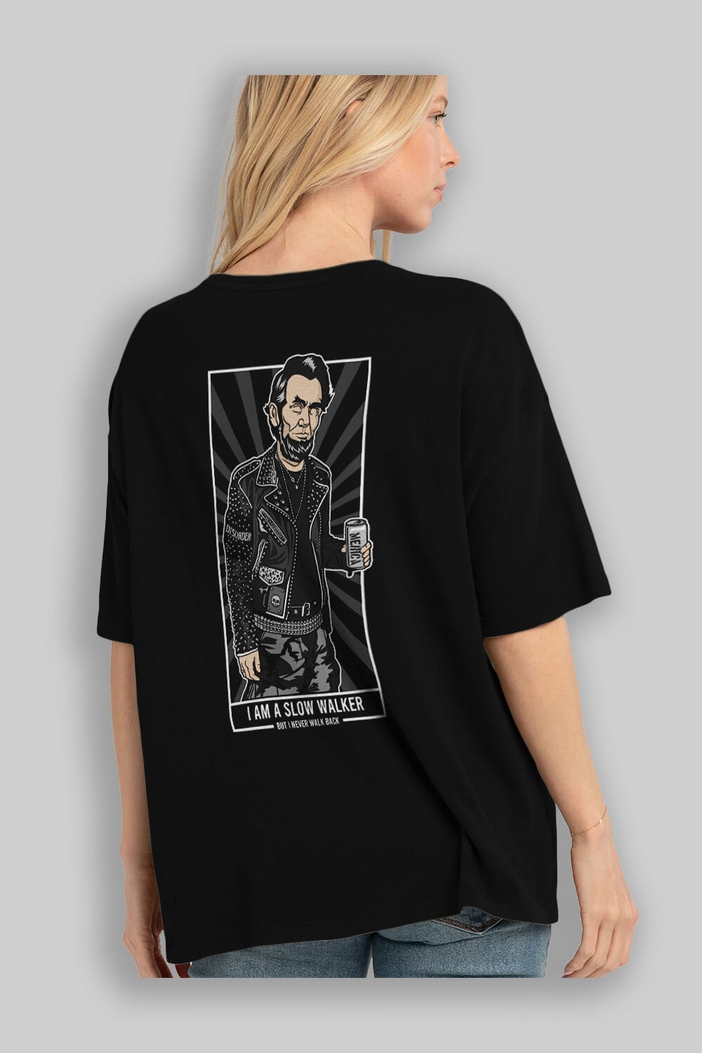 Lincoln Street Punk Arka Baskılı Oversize t-shirt Erkek Kadın Unisex %100 Pamuk tişort