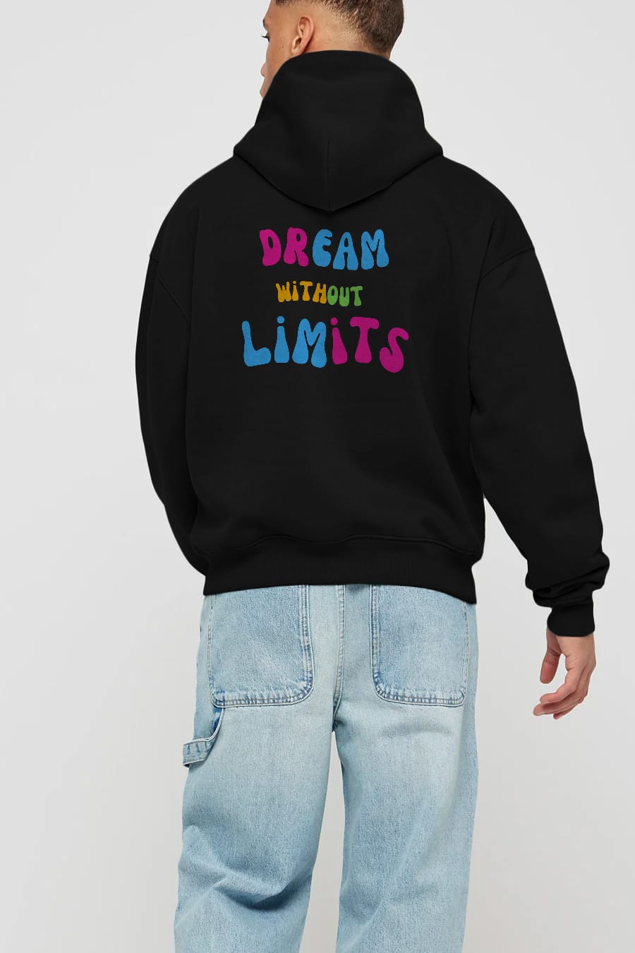 Dream Without Limits Yazılı Arka Baskılı Oversize Hoodie Kapüşonlu Sweatshirt Erkek Kadın Unisex