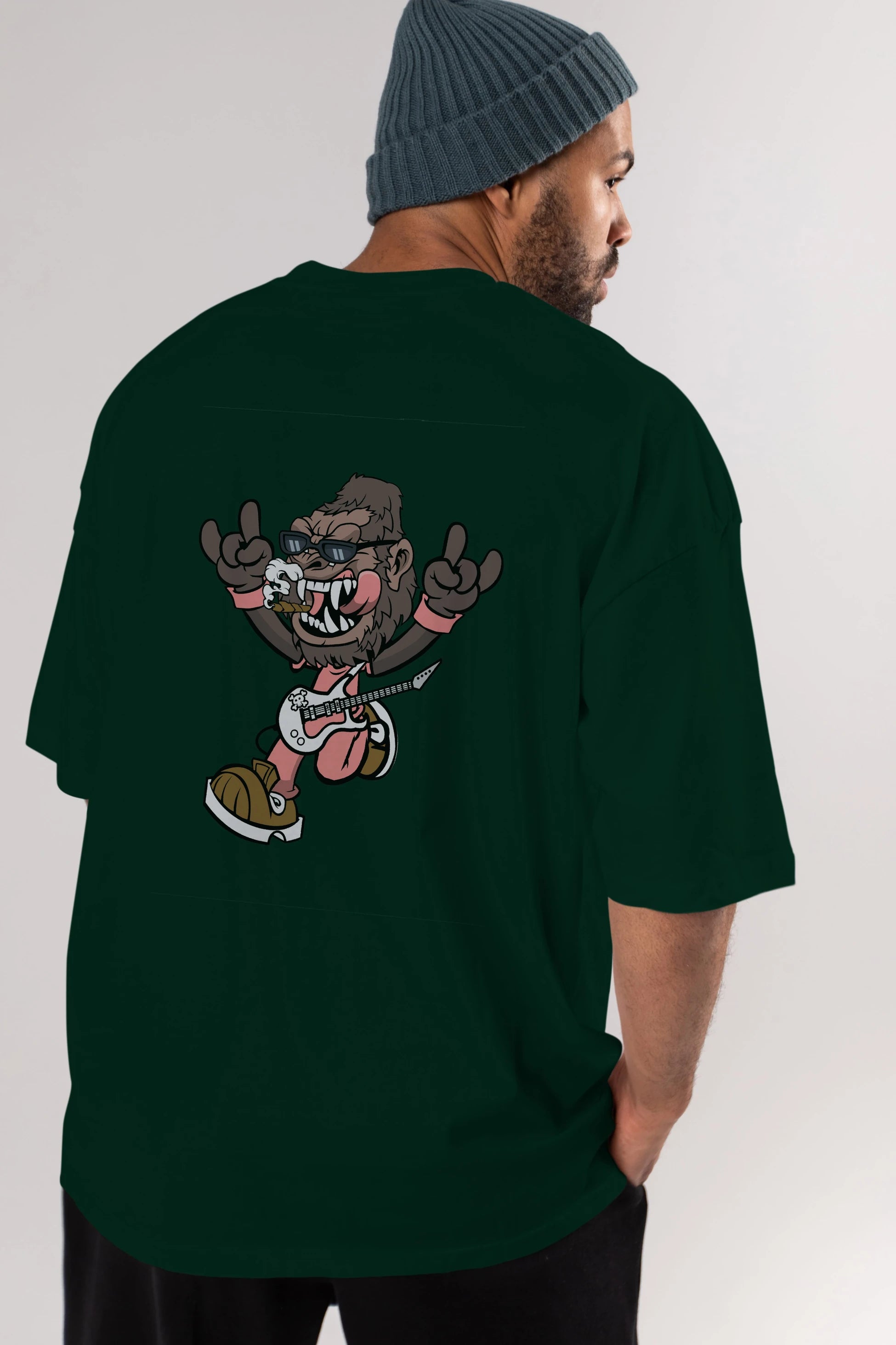 Gorilla Metal Arka Baskılı Oversize t-shirt Erkek Kadın Unisex %100 Pamuk tişort