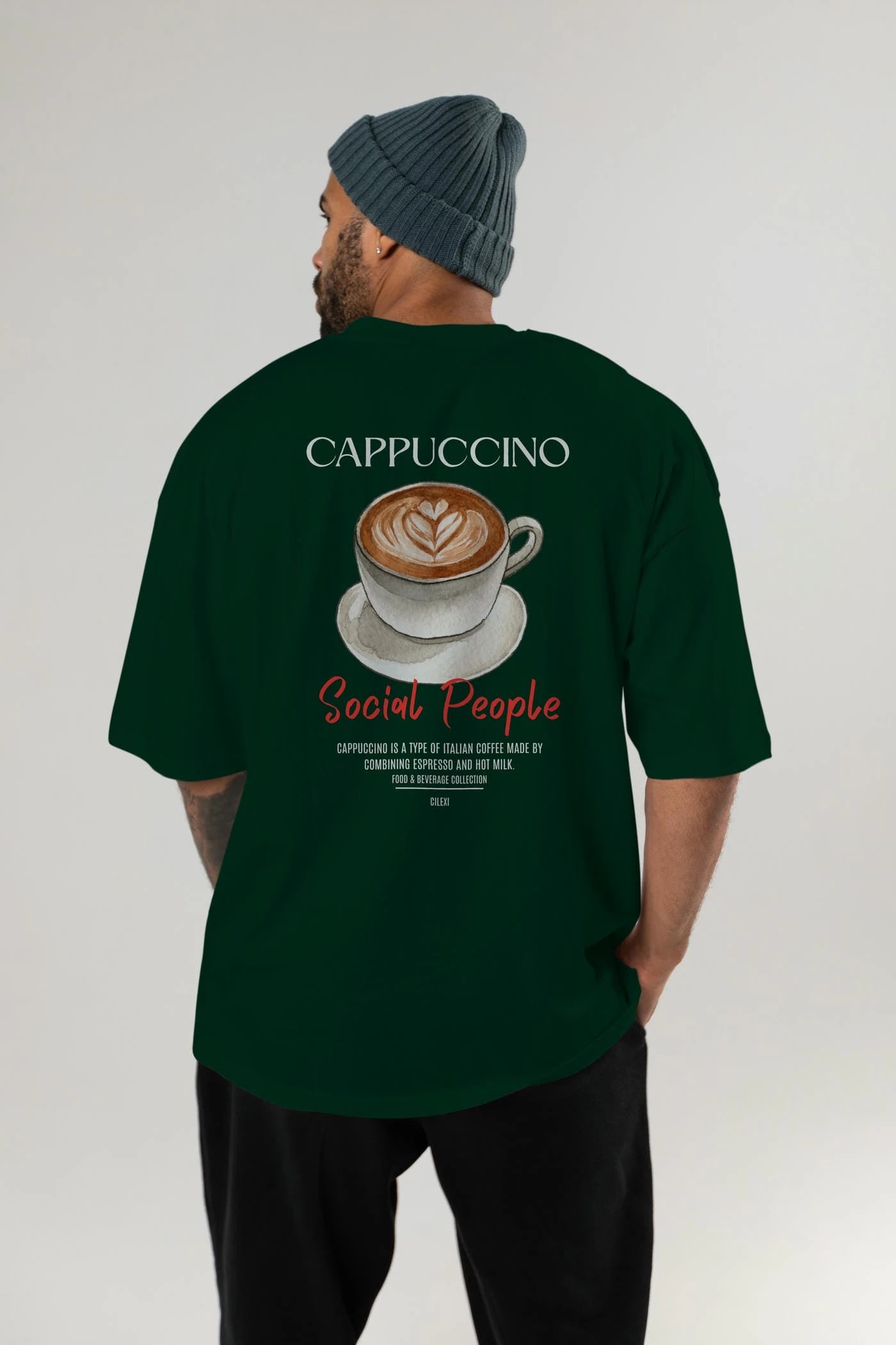 Cappuccino Kokteyl Serisi Baskılı Oversize t-shirt Erkek Kadın Unisex %100 Pamuk Bisiklet Yaka tişort