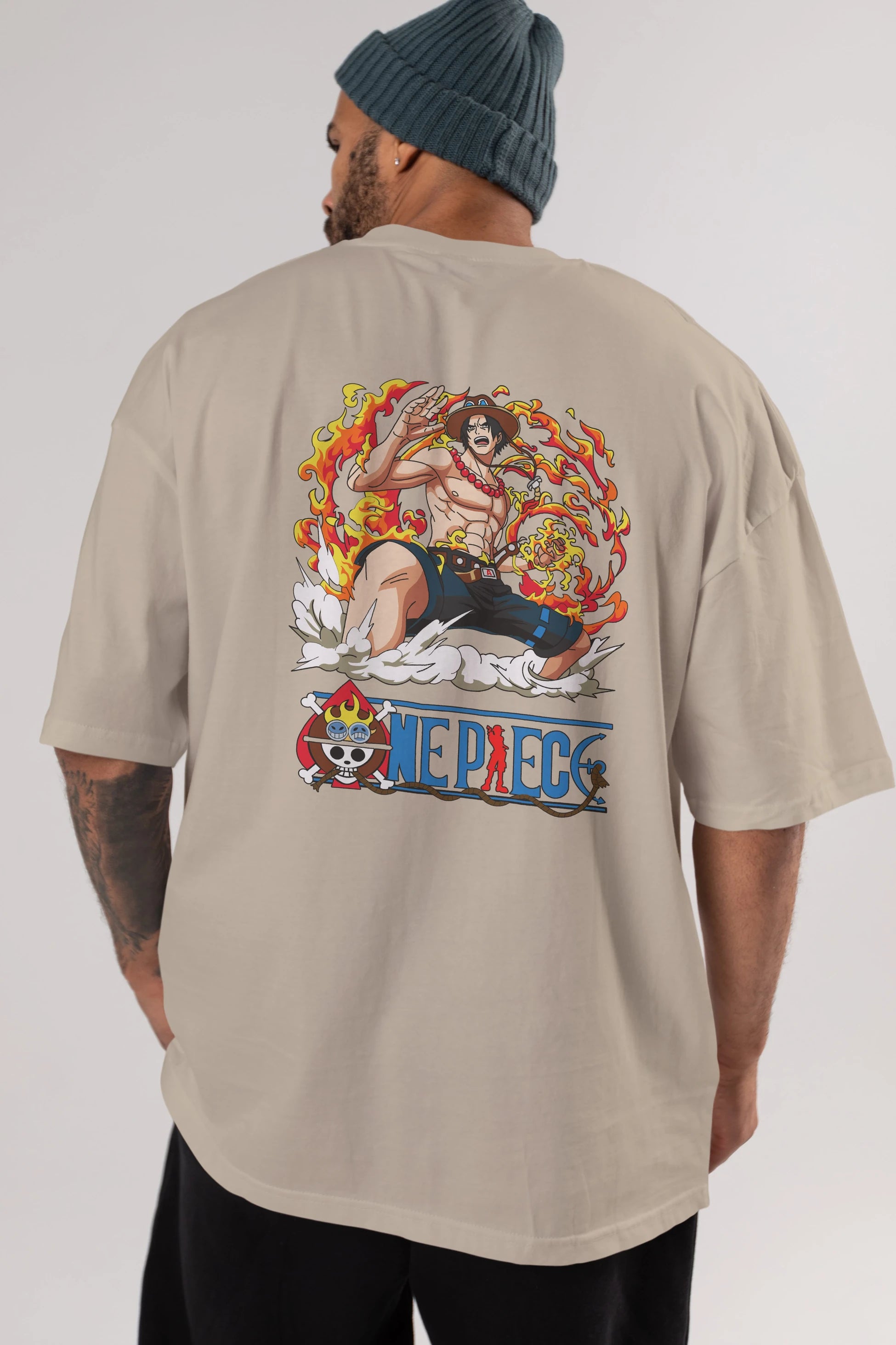 One Piece Anime Arka Baskılı Oversize t-shirt Erkek Kadın Unisex %100 pamuk tişort