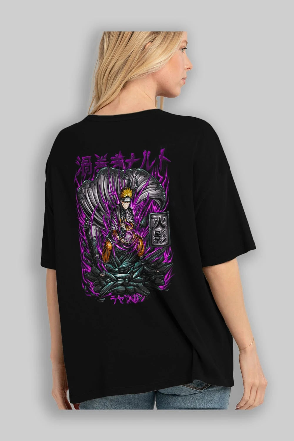 NARUTO Anime Arka Baskılı Oversize t-shirt Erkek Kadın Unisex
