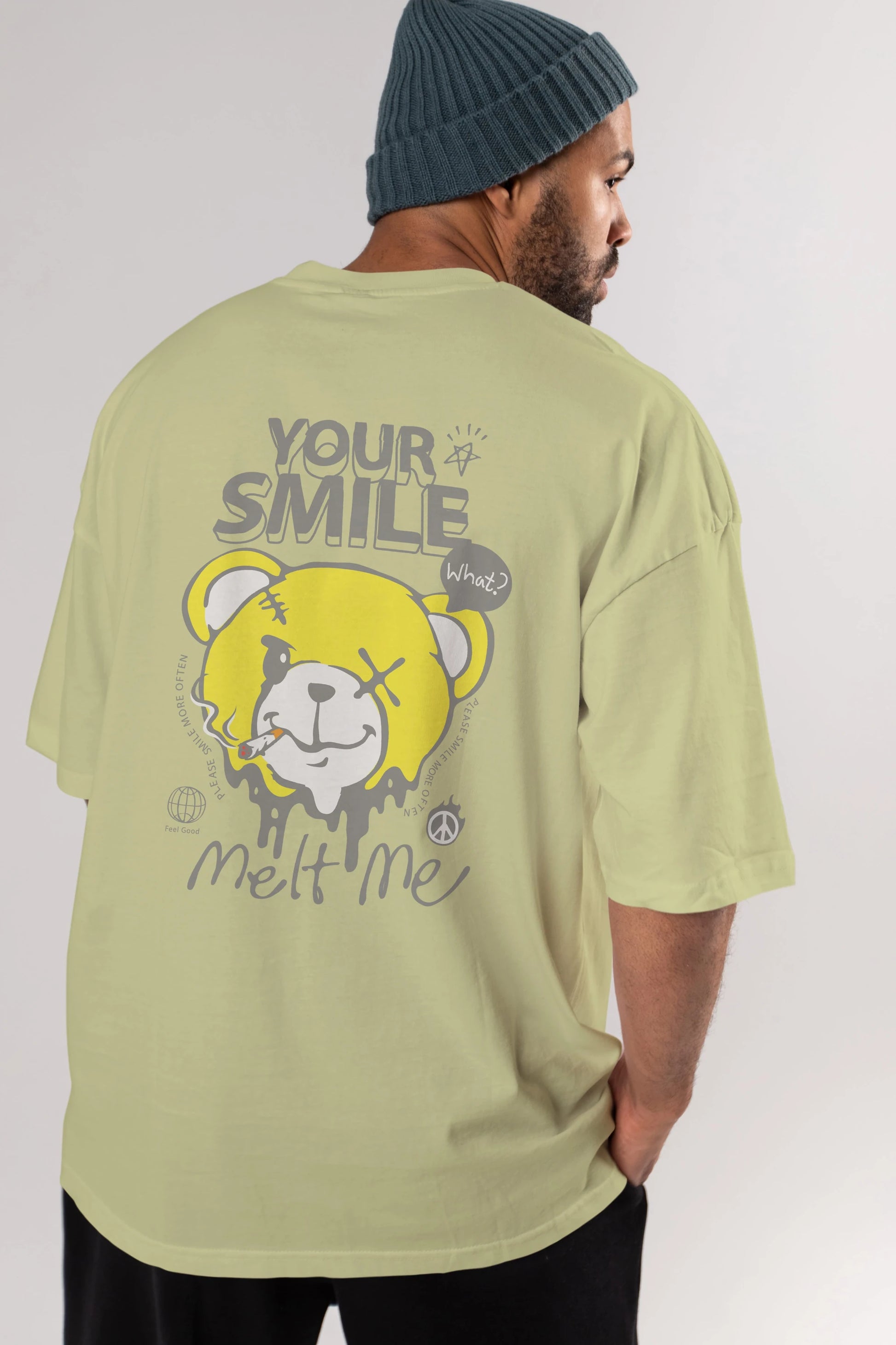 Your Smile Bear Arka Baskılı Oversize t-shirt Erkek Kadın Unisex