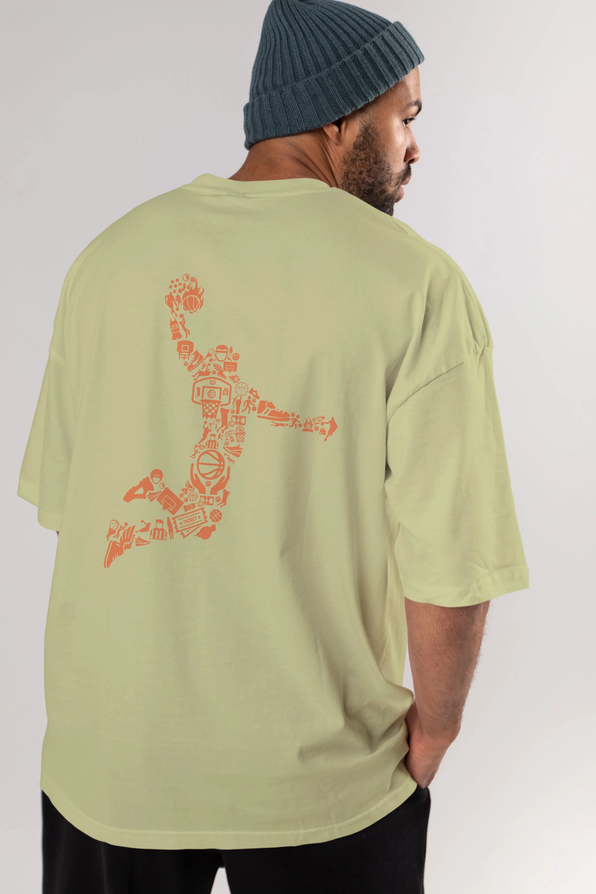 Basketball Player Arka Baskılı Oversize t-shirt %100 pamuk Erkek Kadın Unisex