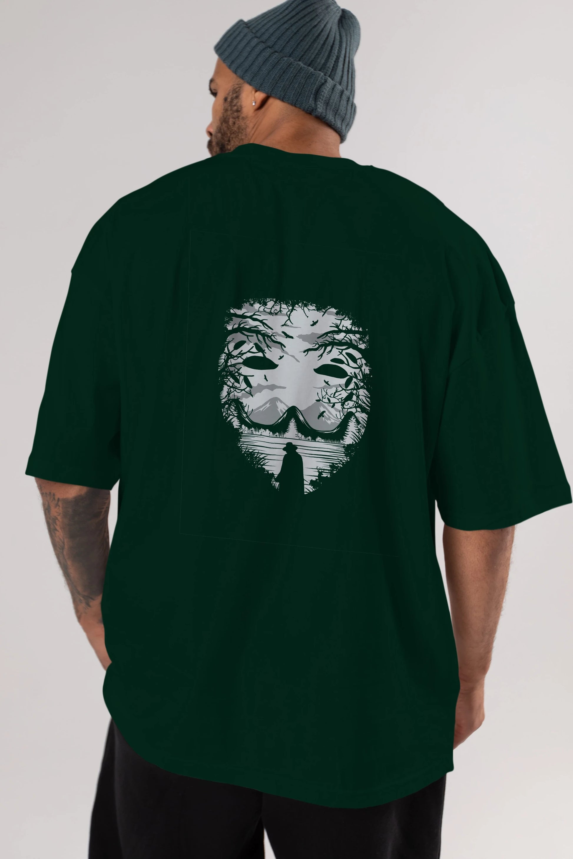 The Mask (2) Arka Baskılı Oversize t-shirt %100 pamuk Erkek Kadın Unisex