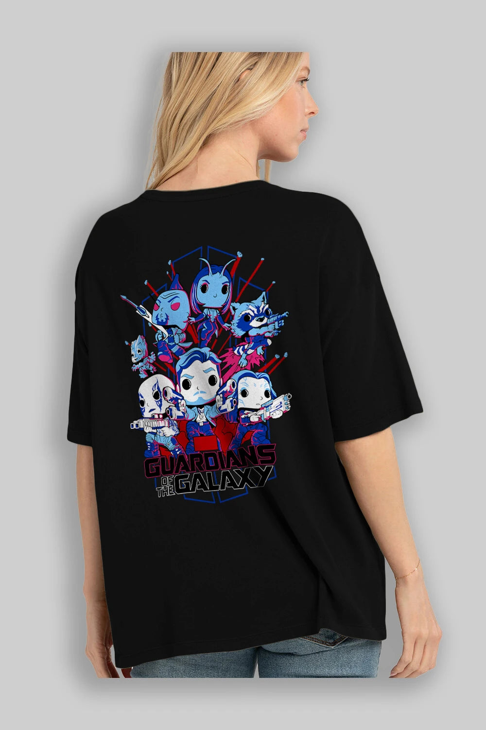 Guardians of the Galaxy Arka Baskılı Oversize t-shirt Erkek Kadın Unisex %100 Pamuk Bisiklet Yaka tişort
