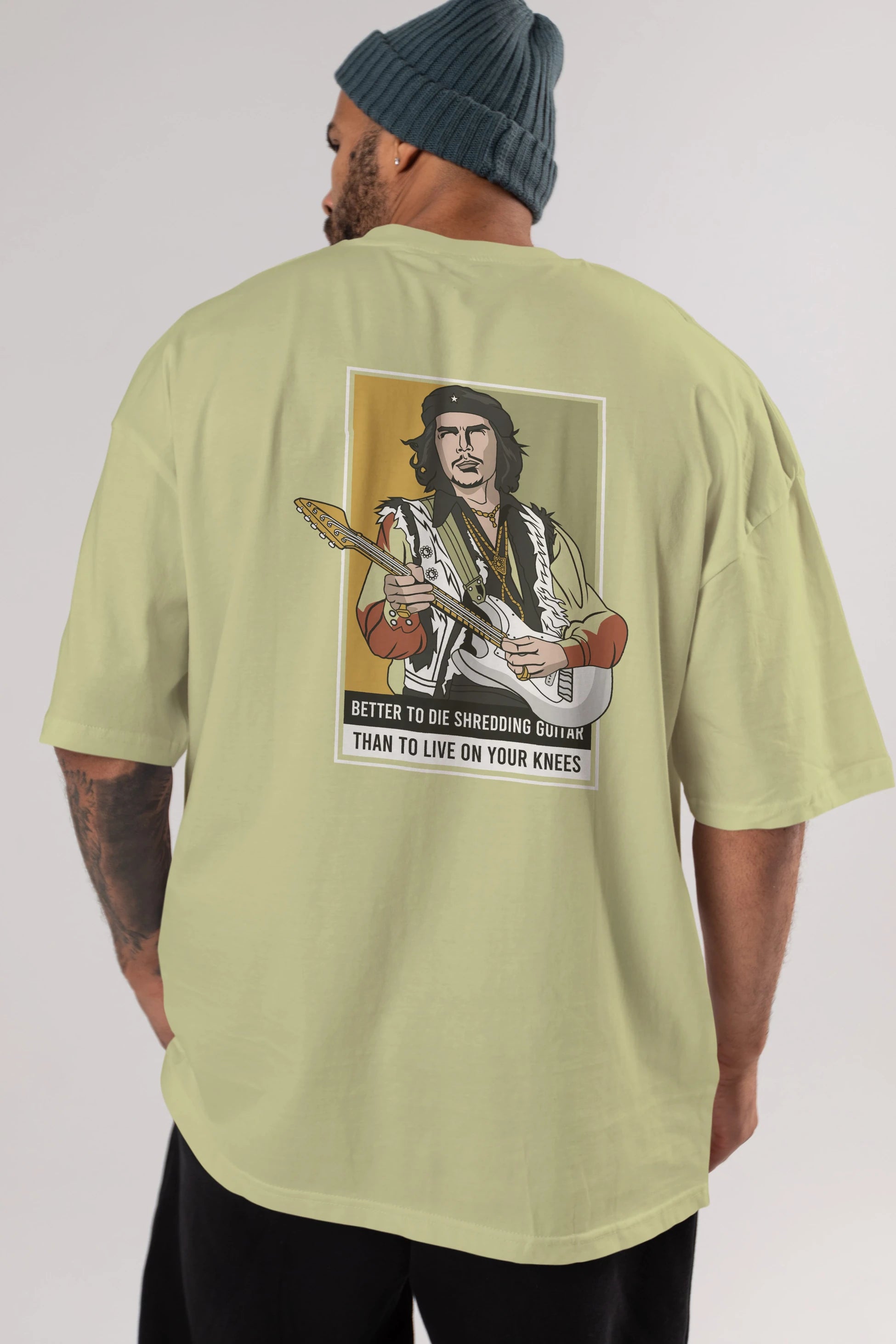 Che Guevara Hendrix Arka Baskılı Oversize t-shirt Erkek Kadın Unisex %100 Pamuk tişort
