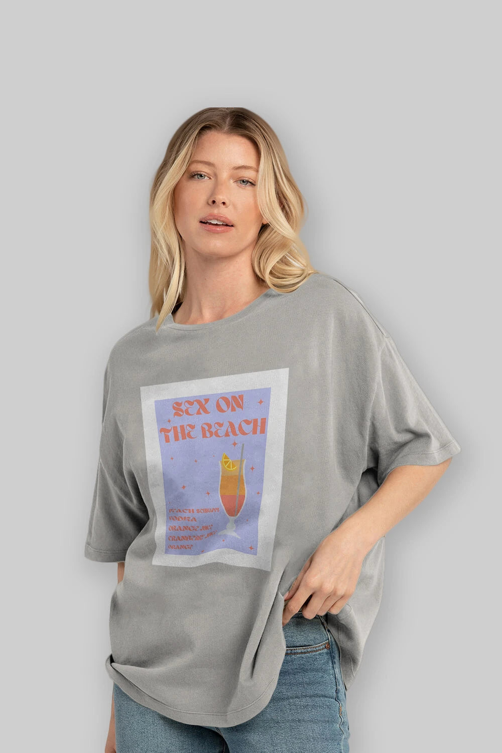 Sex On The Beach Ön Baskılı Oversize t-shirt Erkek Kadın Unisex %100 Pamuk Bisiklet Yaka tişort