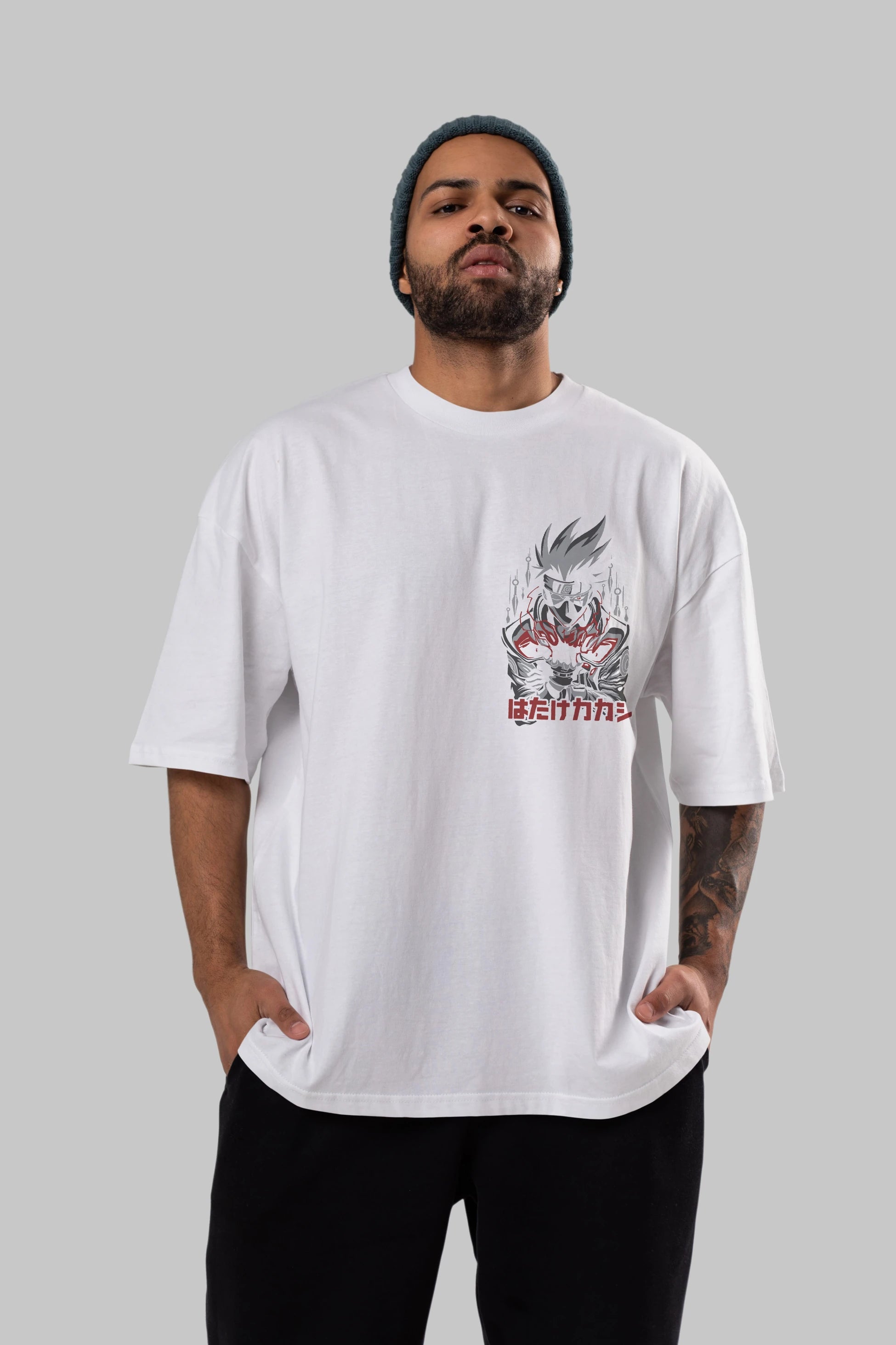 KAKASHI HATAKE NARUTO 1 Ön Sol Baskılı Oversize t-shirt Erkek Kadın Unisex %100 Pamuk Bisiklet Yaka tişort