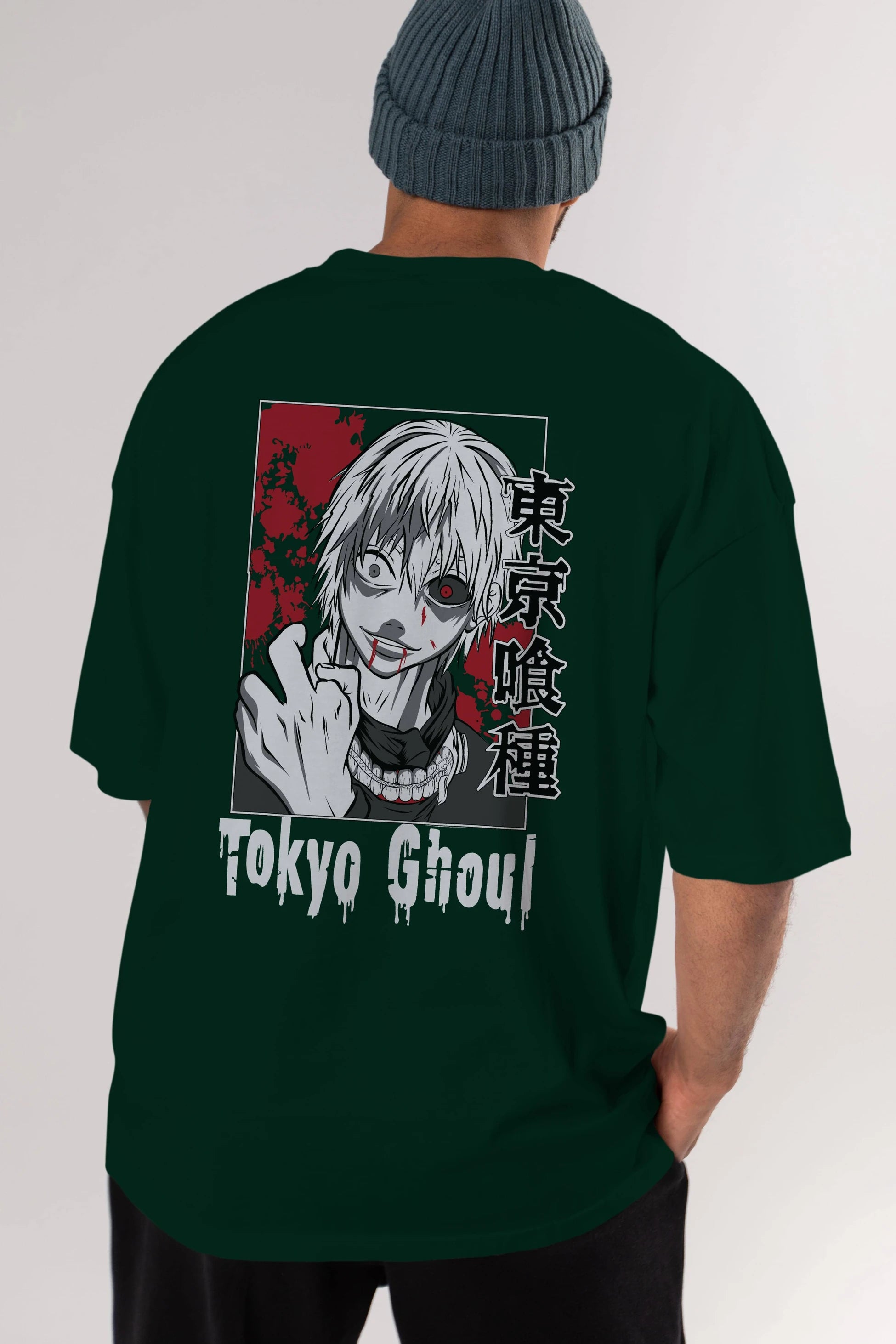 Kaneki Ken TOKYO GHOUL Anime Arka Baskılı Oversize t-shirt Erkek Kadın Unisex