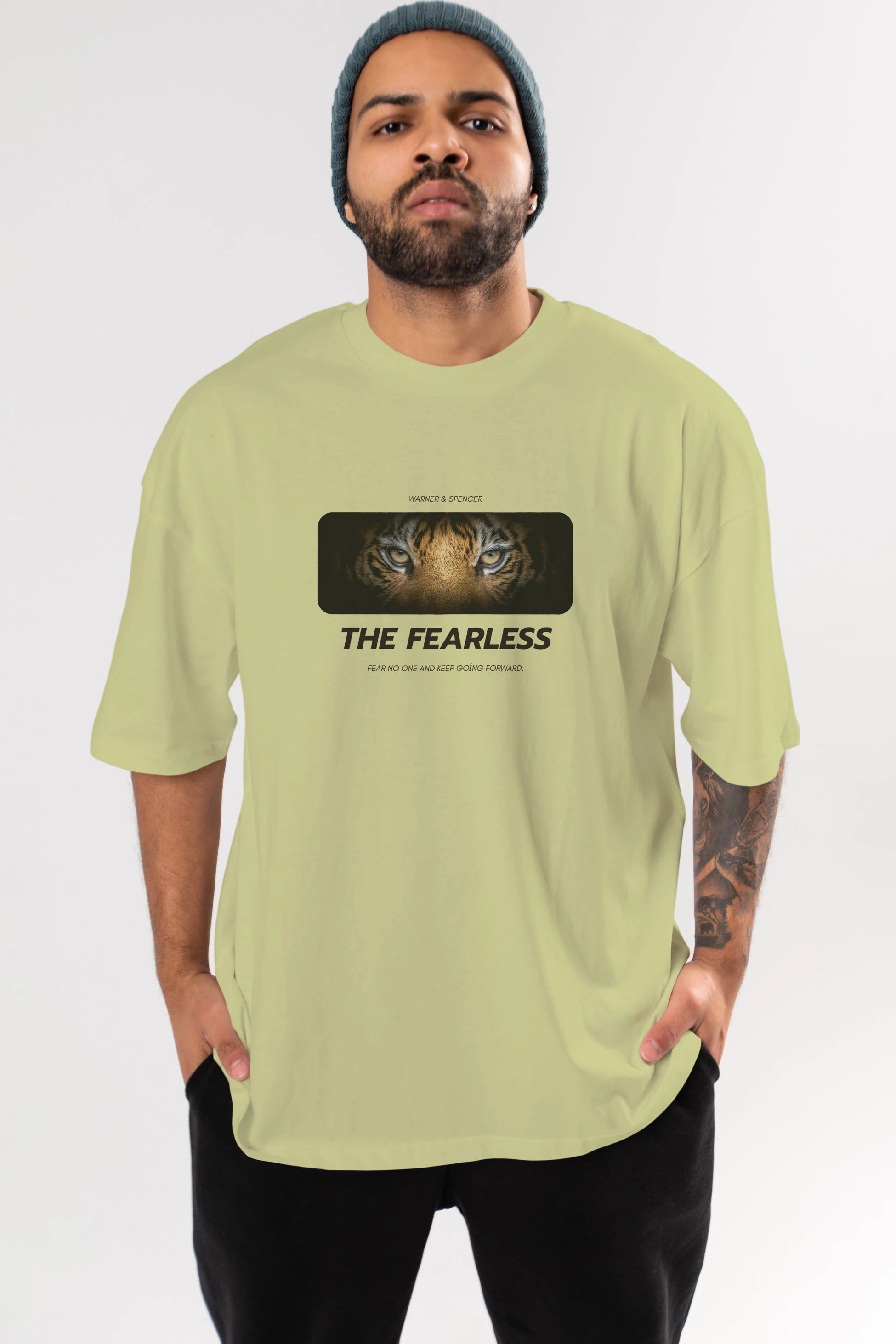 The Fearless Yazılı Ön Baskılı Oversize t-shirt Erkek Kadın Unisex