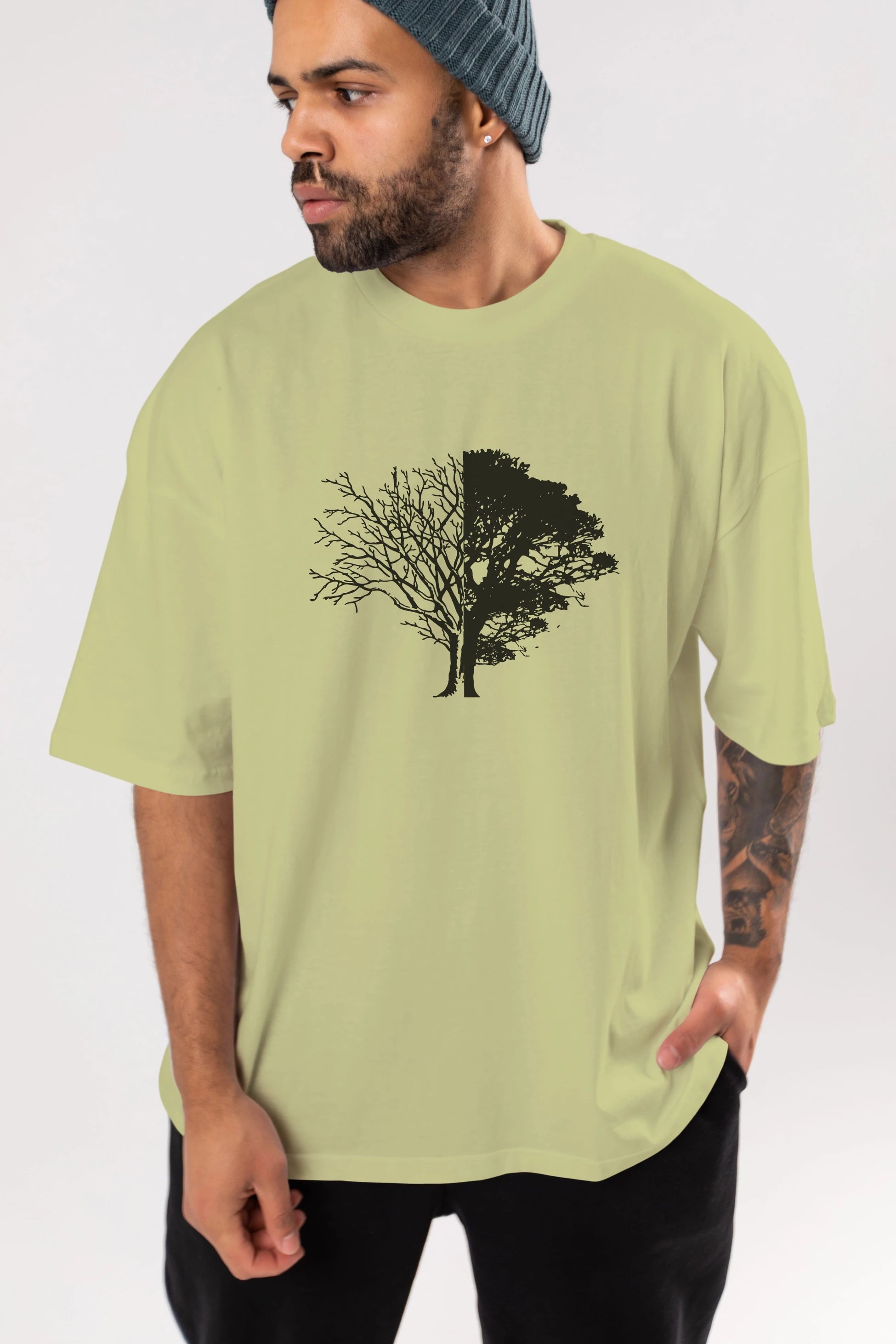 Life And Death Ön Baskılı Oversize t-shirt %100 pamuk Erkek Kadın Unisex