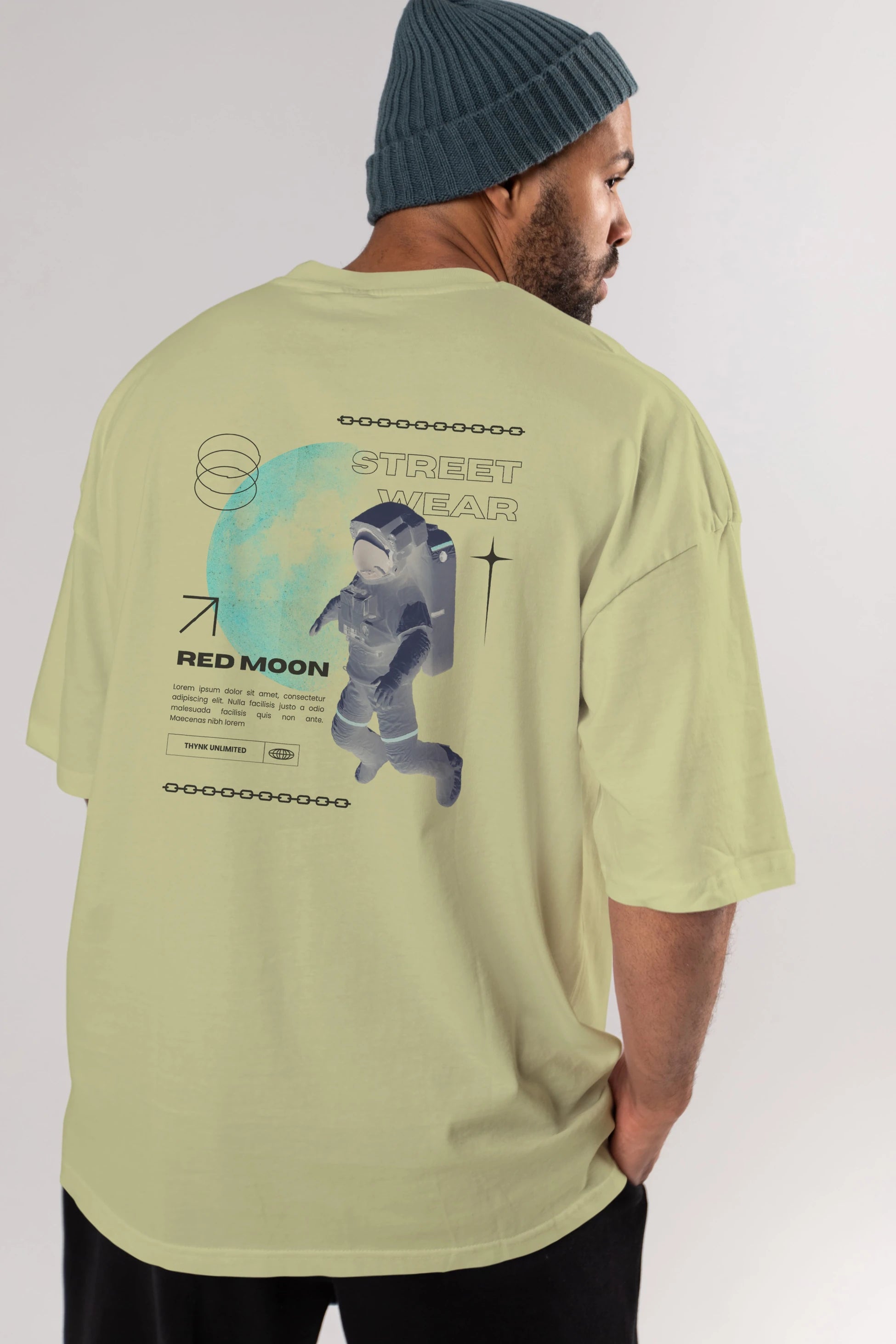 Red Moon Streetwear Arka Baskılı Oversize t-shirt Erkek Kadın Unisex
