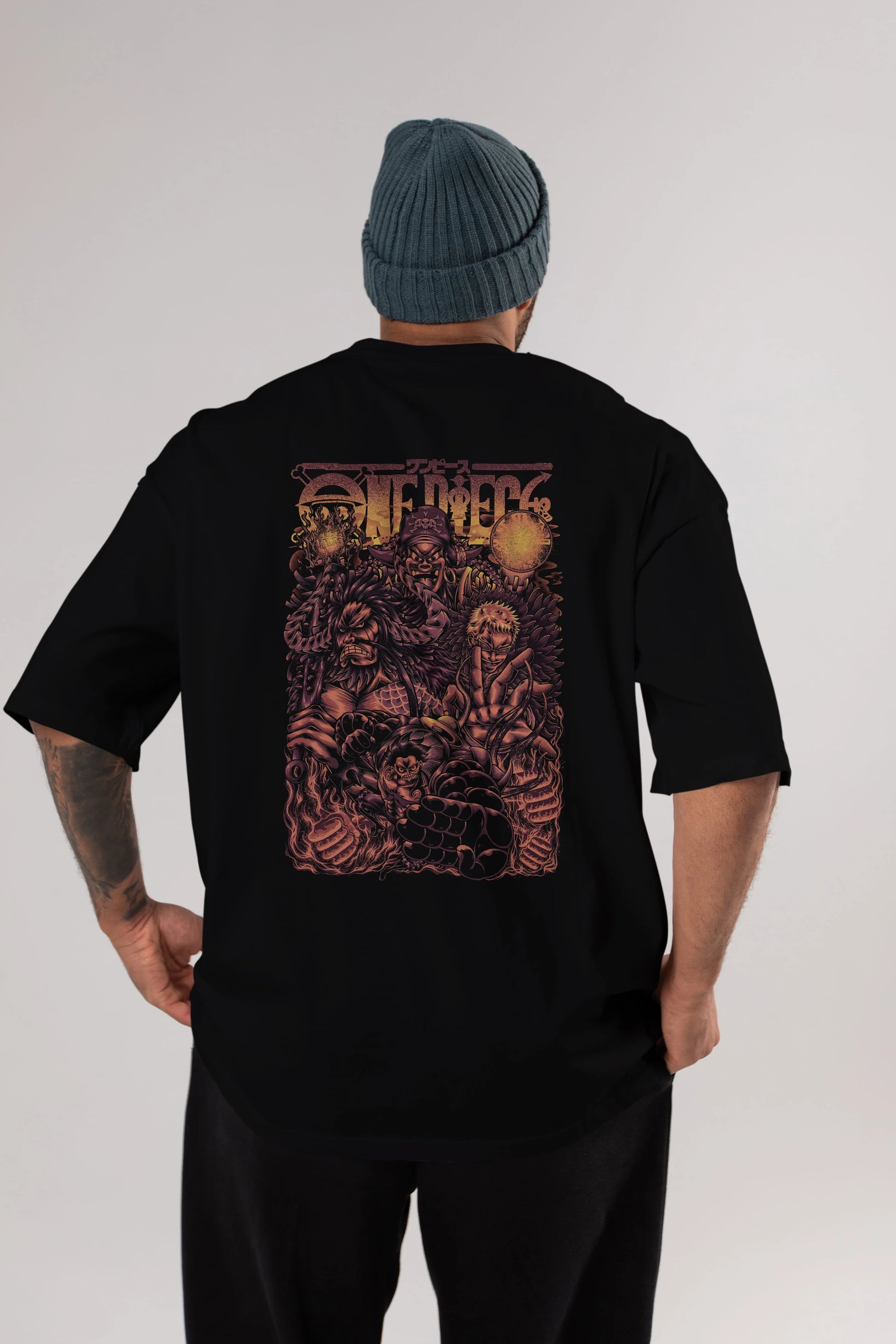 ONE PIECE Anime Arka Baskılı Oversize t-shirt Erkek Kadın Unisex