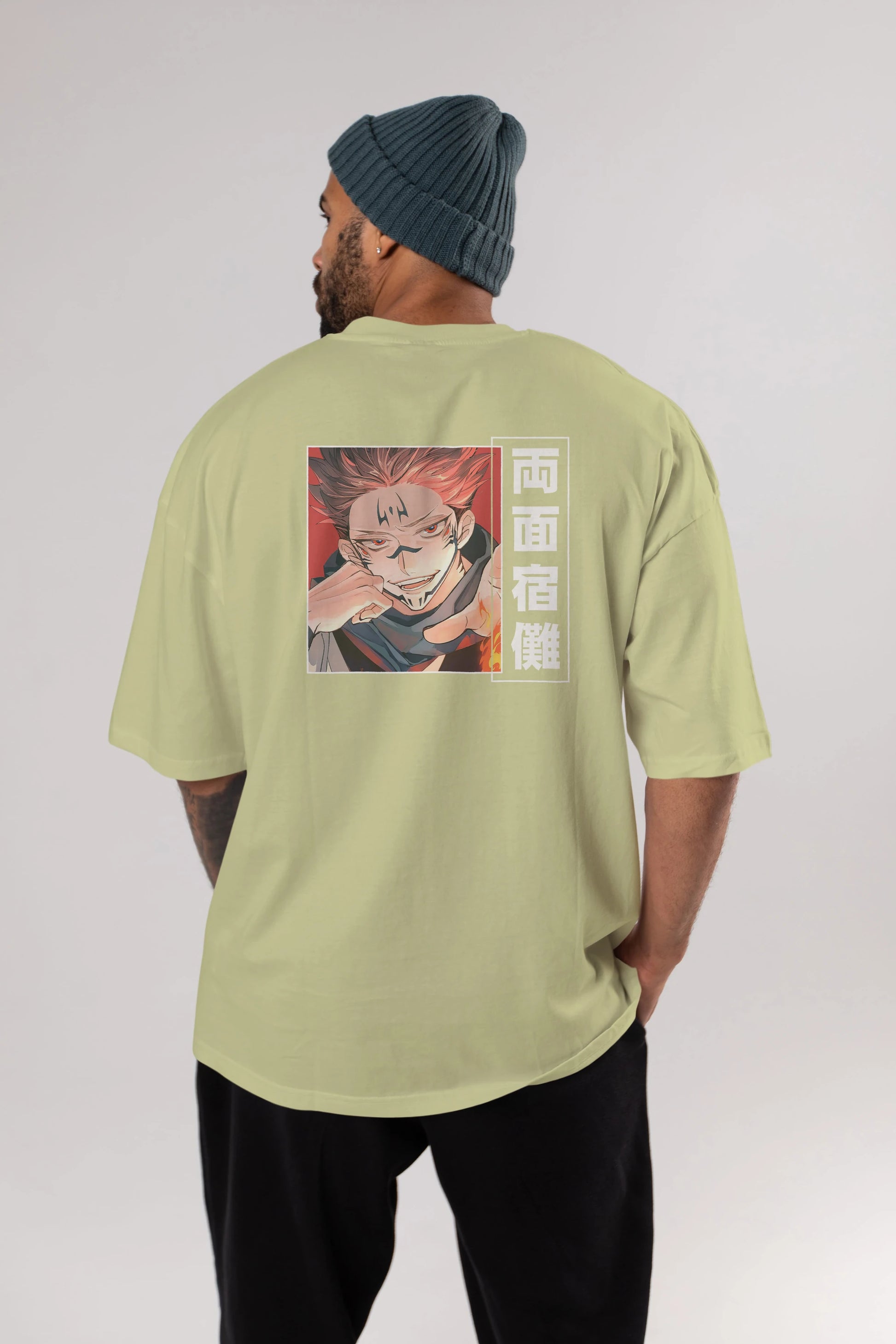 Sukuna Ryoumen 4 Anime Arka Baskılı Oversize t-shirt Erkek Kadın Unisex