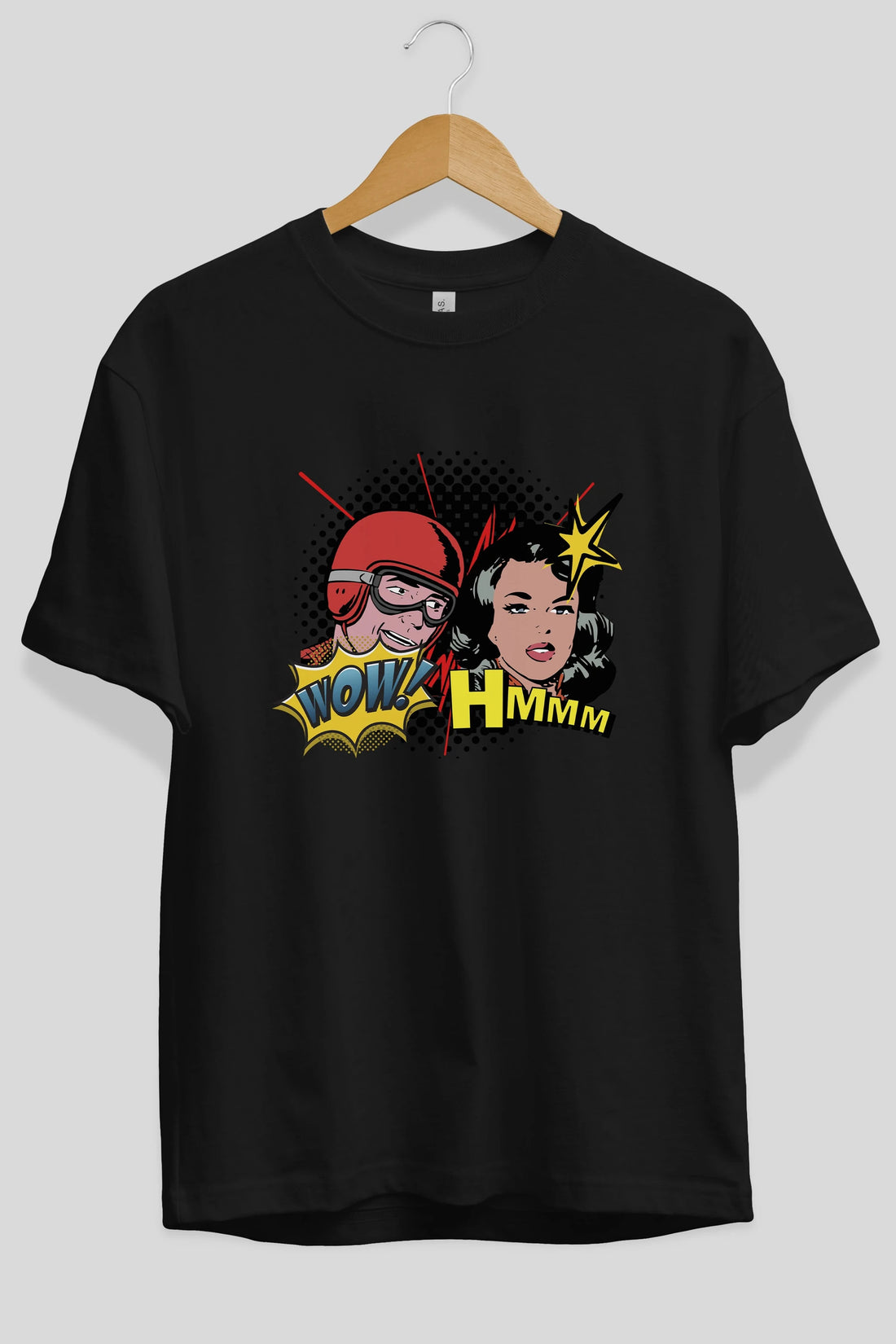 Comic Wow Yazılı Ön Baskılı Oversize t-shirt Erkek Kadın Unisex