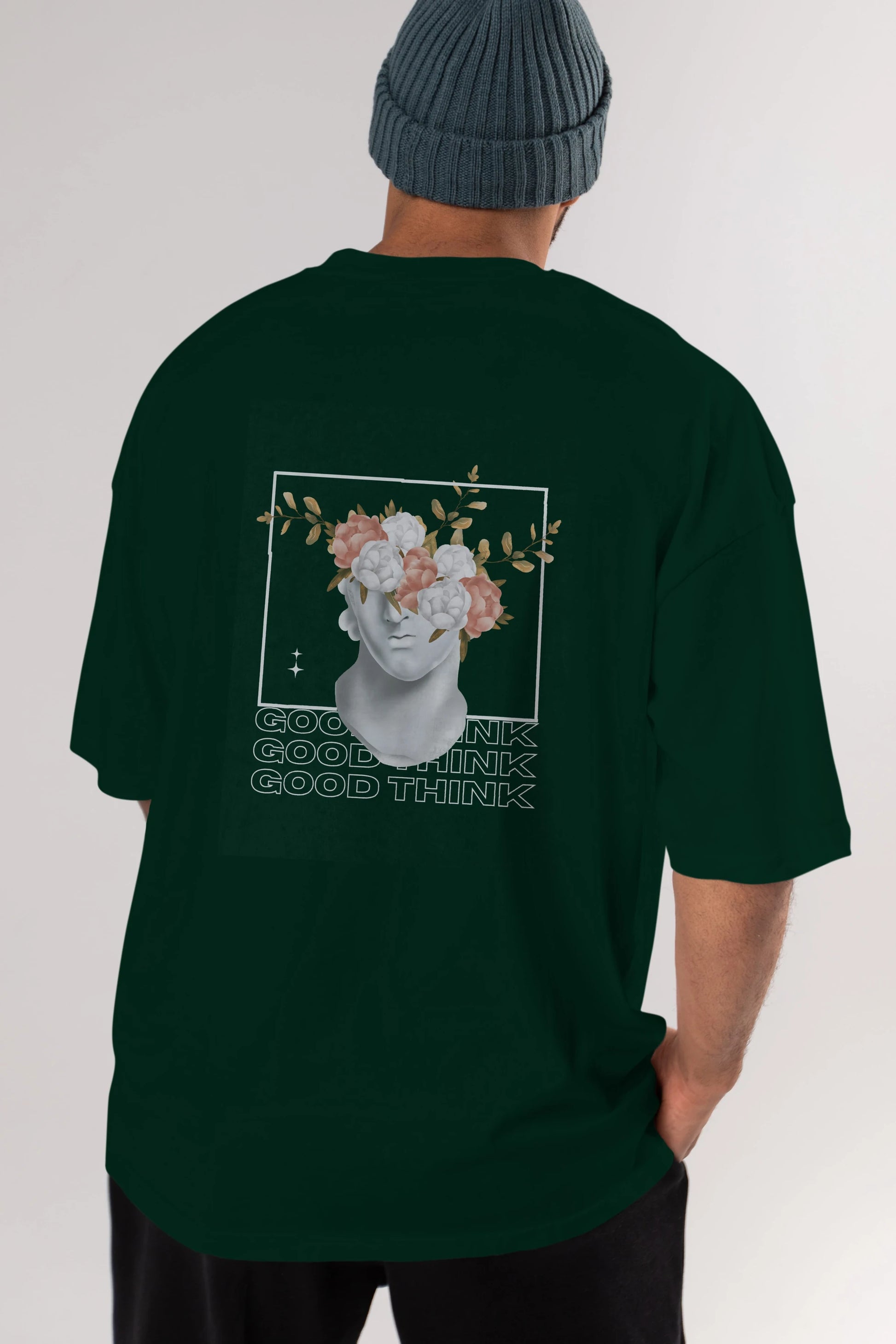 Good Think Yazılı Arka Baskılı Oversize t-shirt Erkek Kadın Unisex