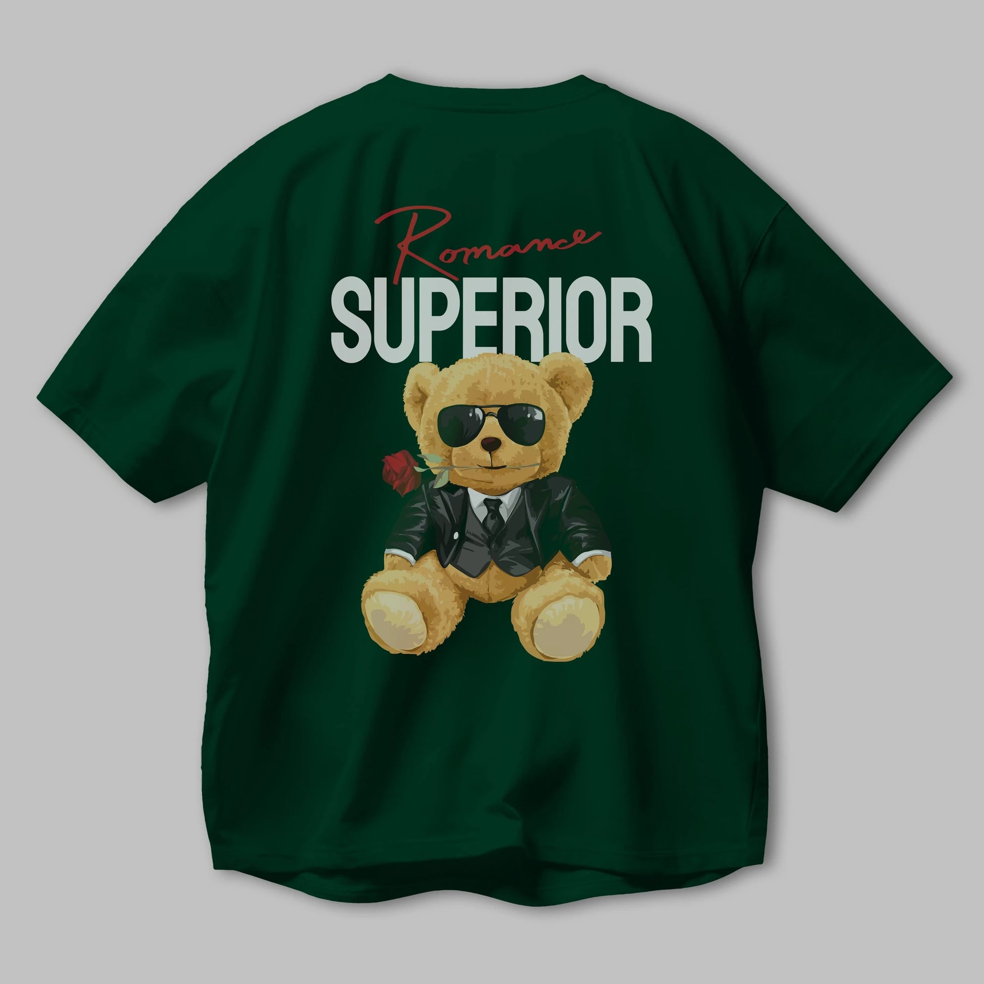 Teddy Bear Romance Superior Arka Baskılı Oversize t-shirt Erkek Kadın Unisex %100 Pamuk