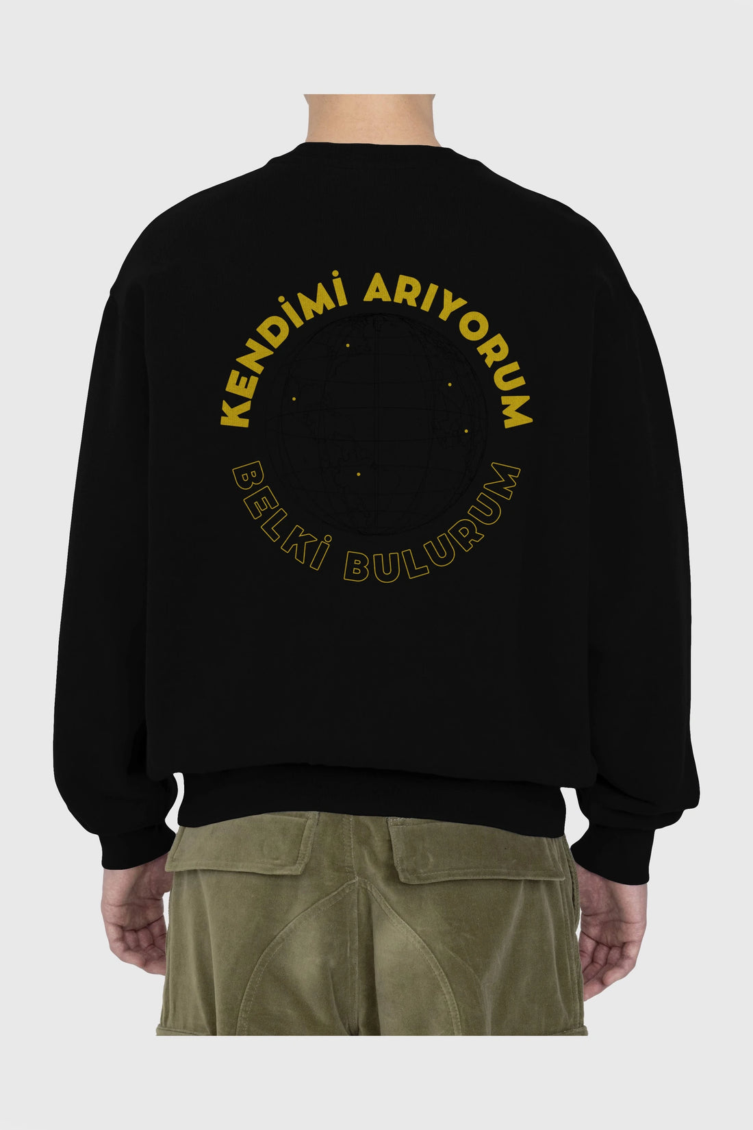 Kendimi Arıyorum Yazılı Arka Baskılı Oversize Sweatshirt Erkek Kadın Unisex