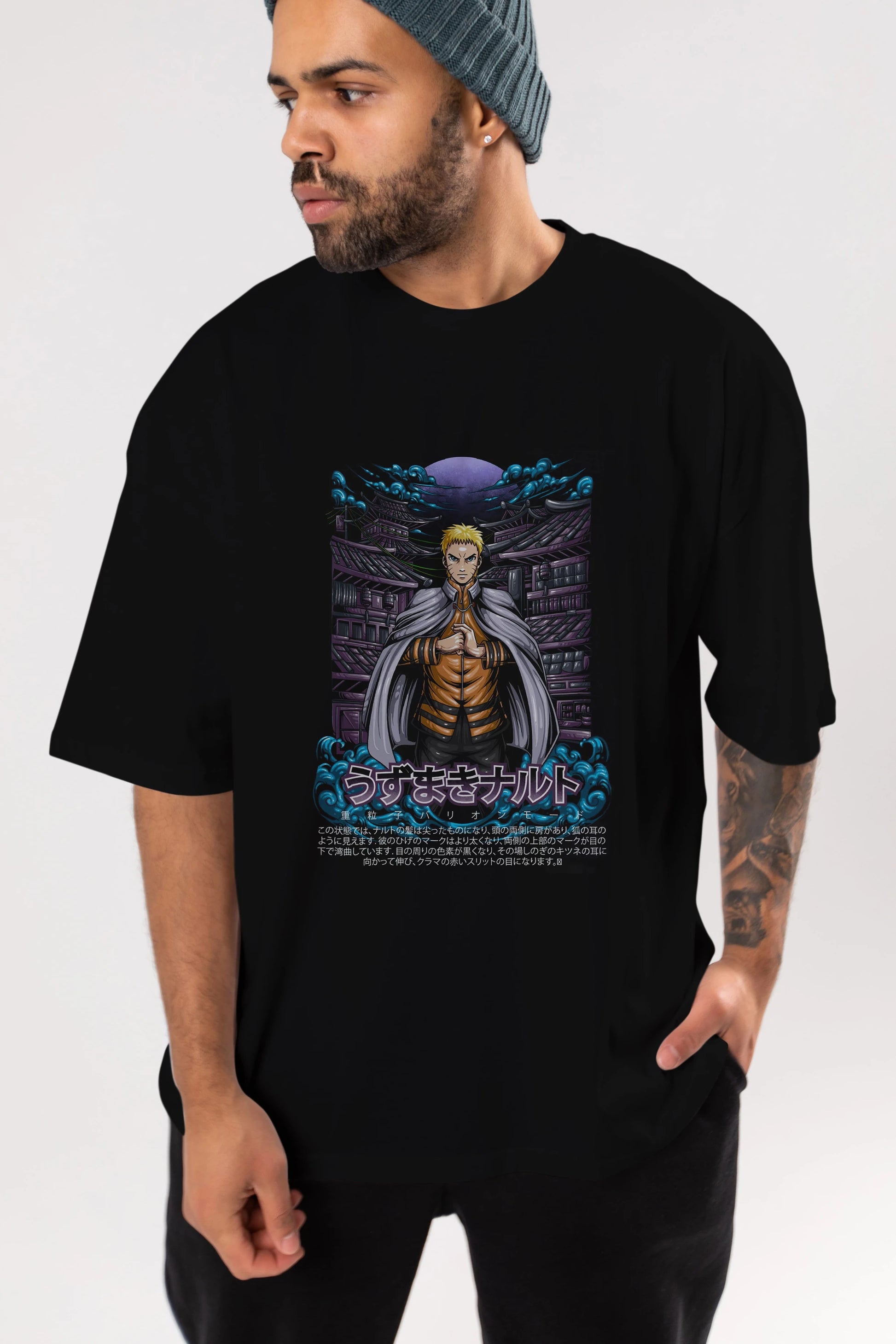 NARUTO (8) Anime Ön Baskılı Oversize t-shirt %100 pamuk Erkek Kadın Unisex