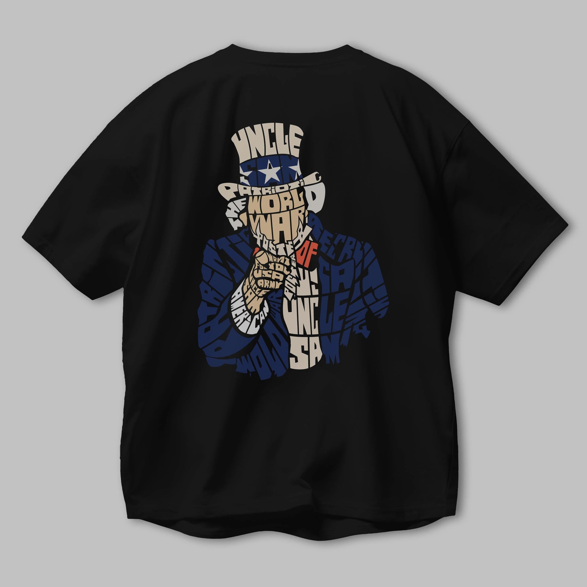 Uncle Sam Arka Baskılı Oversize t-shirt %100 pamuk Erkek Kadın Unisex