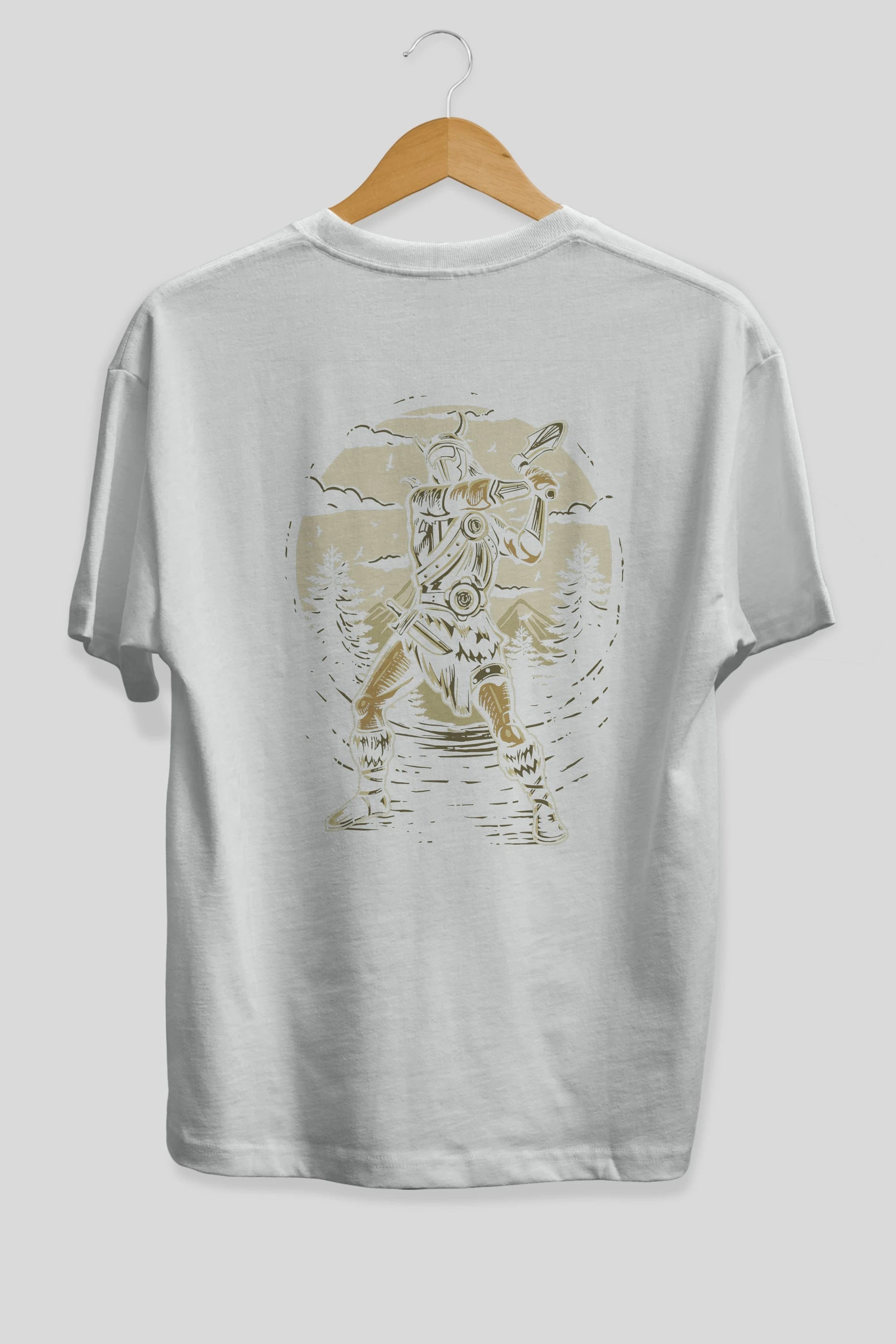 Viking Arka Baskılı Oversize t-shirt Erkek Kadın Unisex %100 Pamuk
