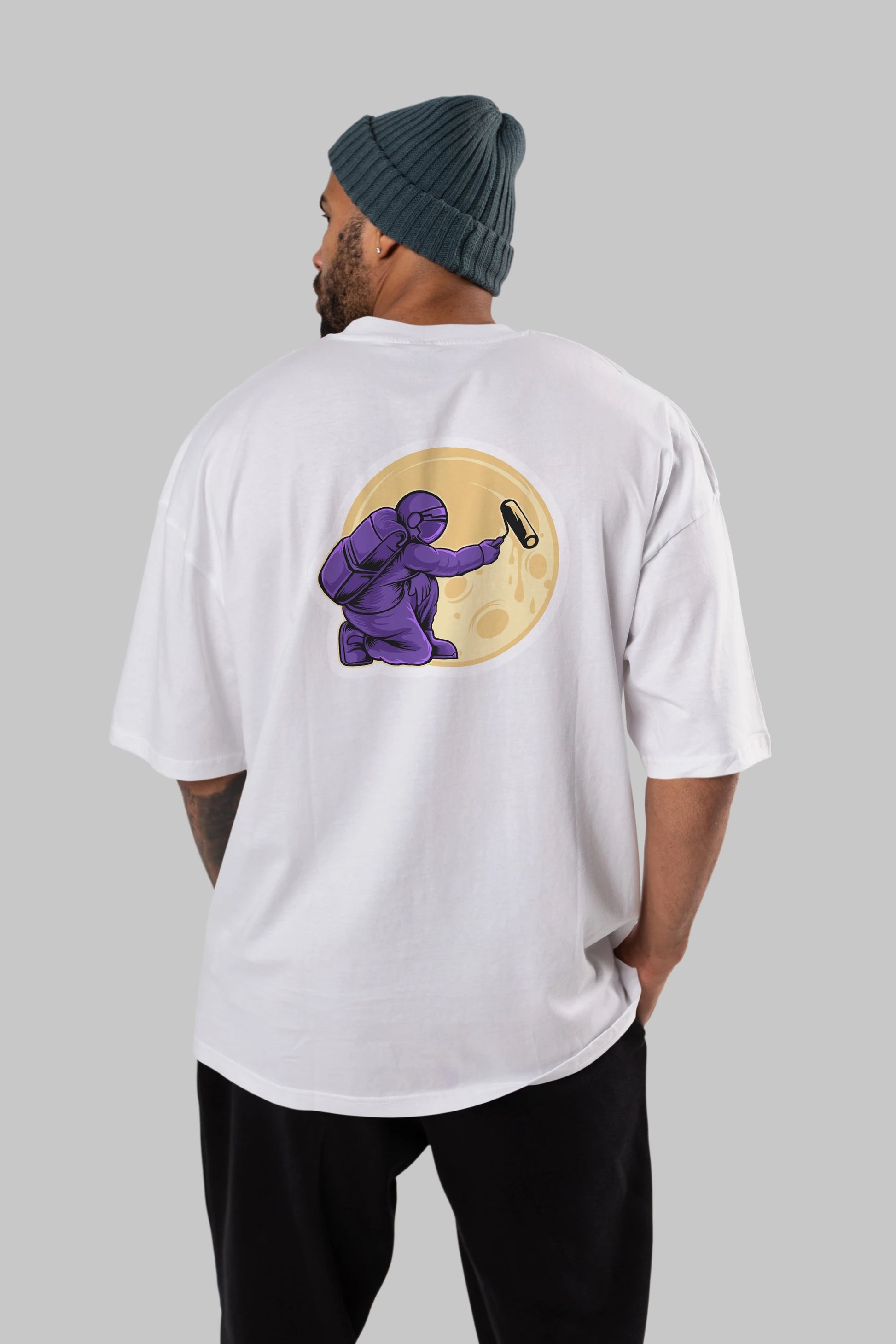 Astropaint Sticker Arka Baskılı Oversize t-shirt Erkek Kadın Unisex