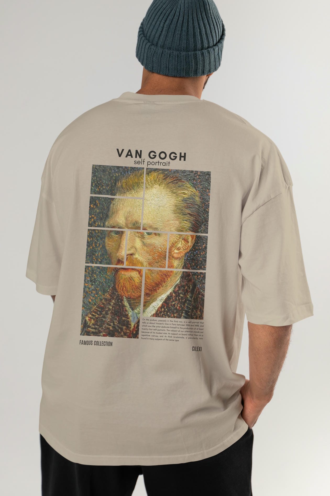 Van Gogh Self Portrait Arka Baskılı Oversize t-shirt Erkek Kadın Bisiklet Yaka Pamuk tişort