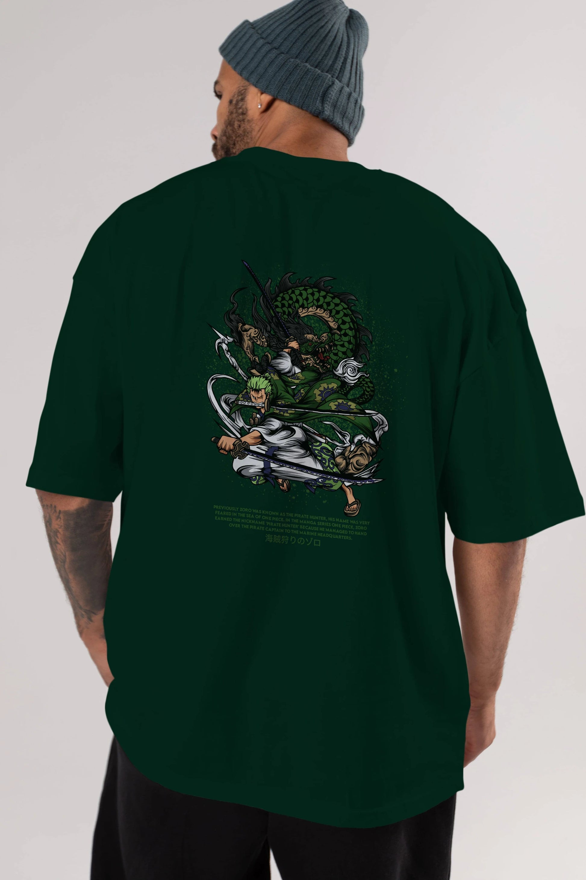 Zoro Anime Arka Baskılı Oversize t-shirt Erkek Kadın Unisex