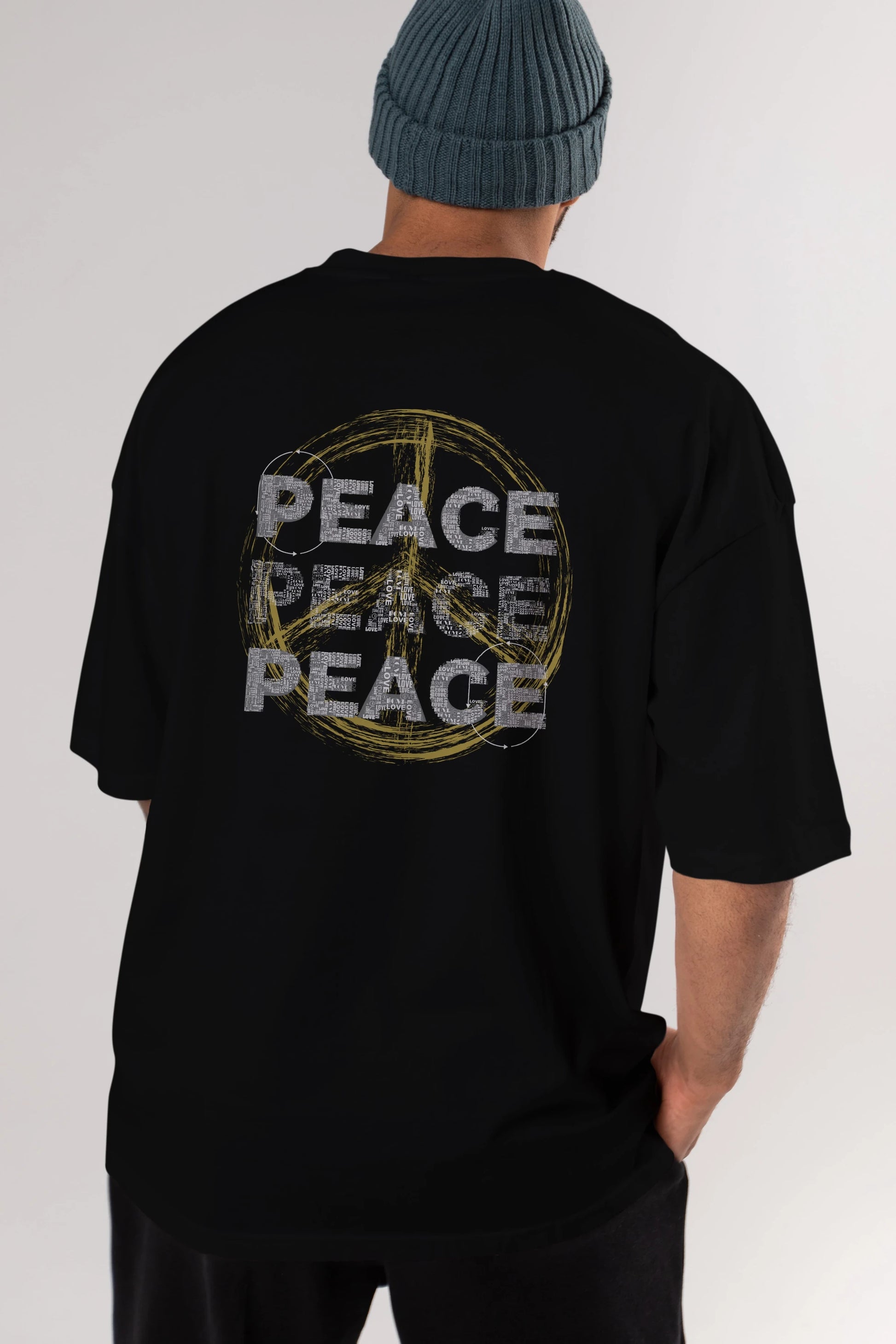Peace Yazılı Arka Baskılı Oversize t-shirt Erkek Kadın Unisex