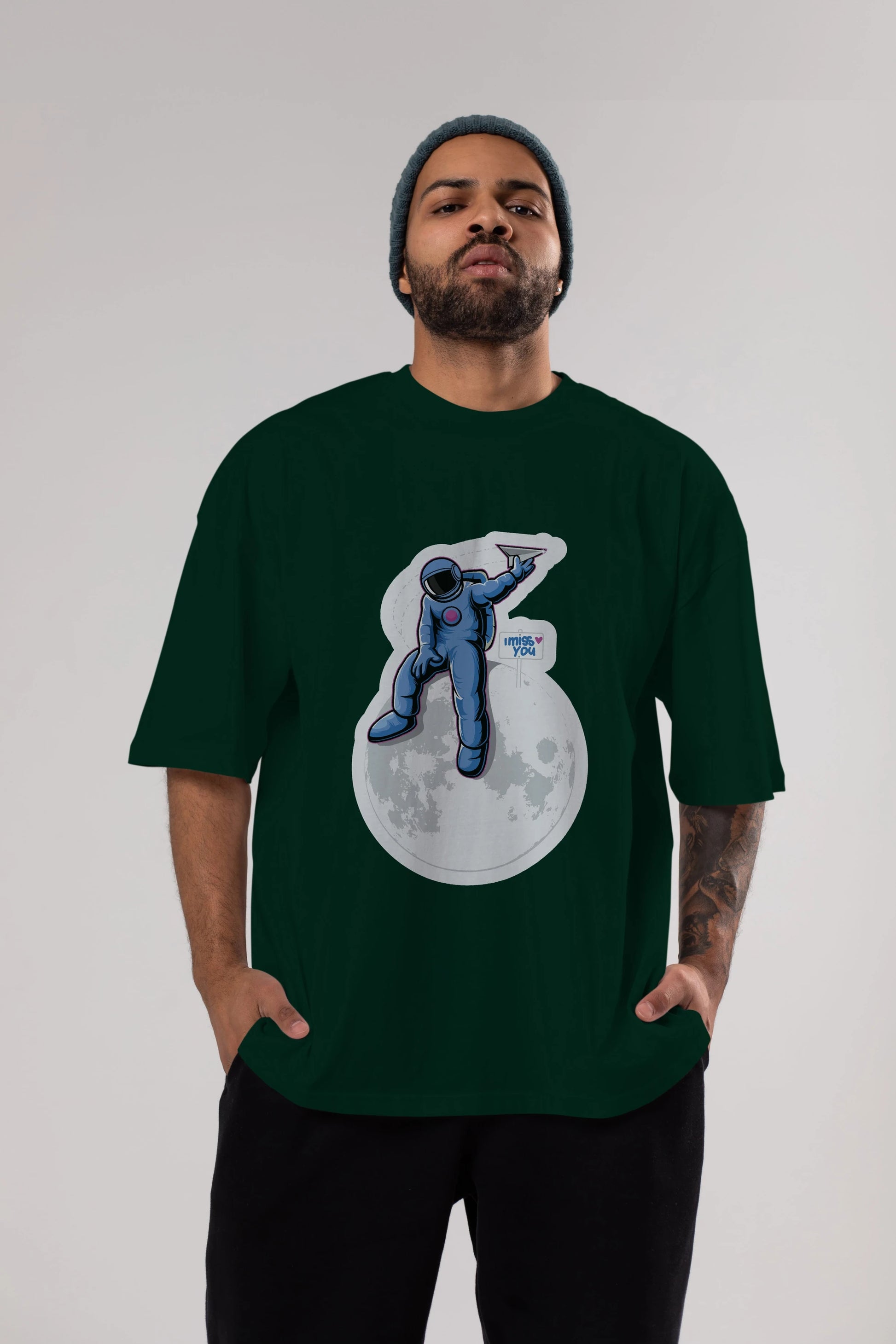 Astro Missing Earth Sticker Ön Baskılı Oversize t-shirt Erkek Kadın Unisex