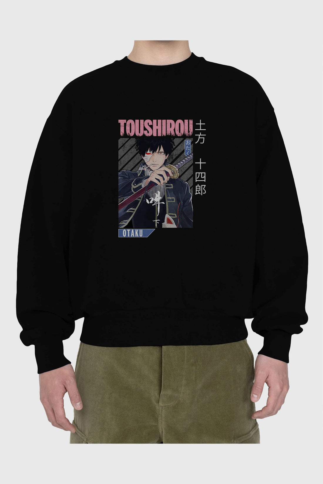 Toushirou Hijikata 1 Anime Ön Baskılı Oversize Sweatshirt Erkek Kadın Unisex