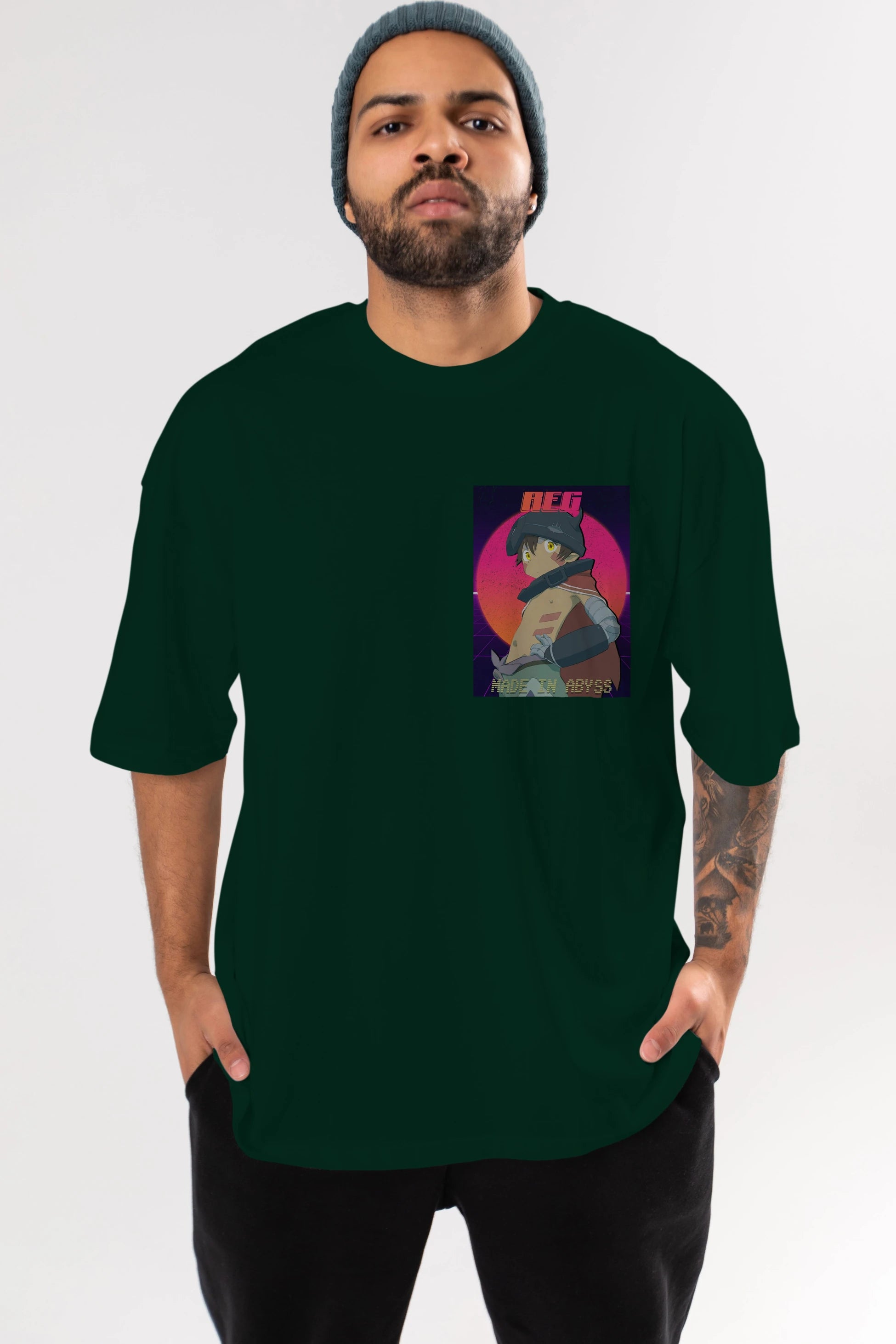 Reg 7 Ön Sol Baskılı Oversize t-shirt Erkek Kadın Unisex %100 Pamuk Bisiklet Yaka tişort