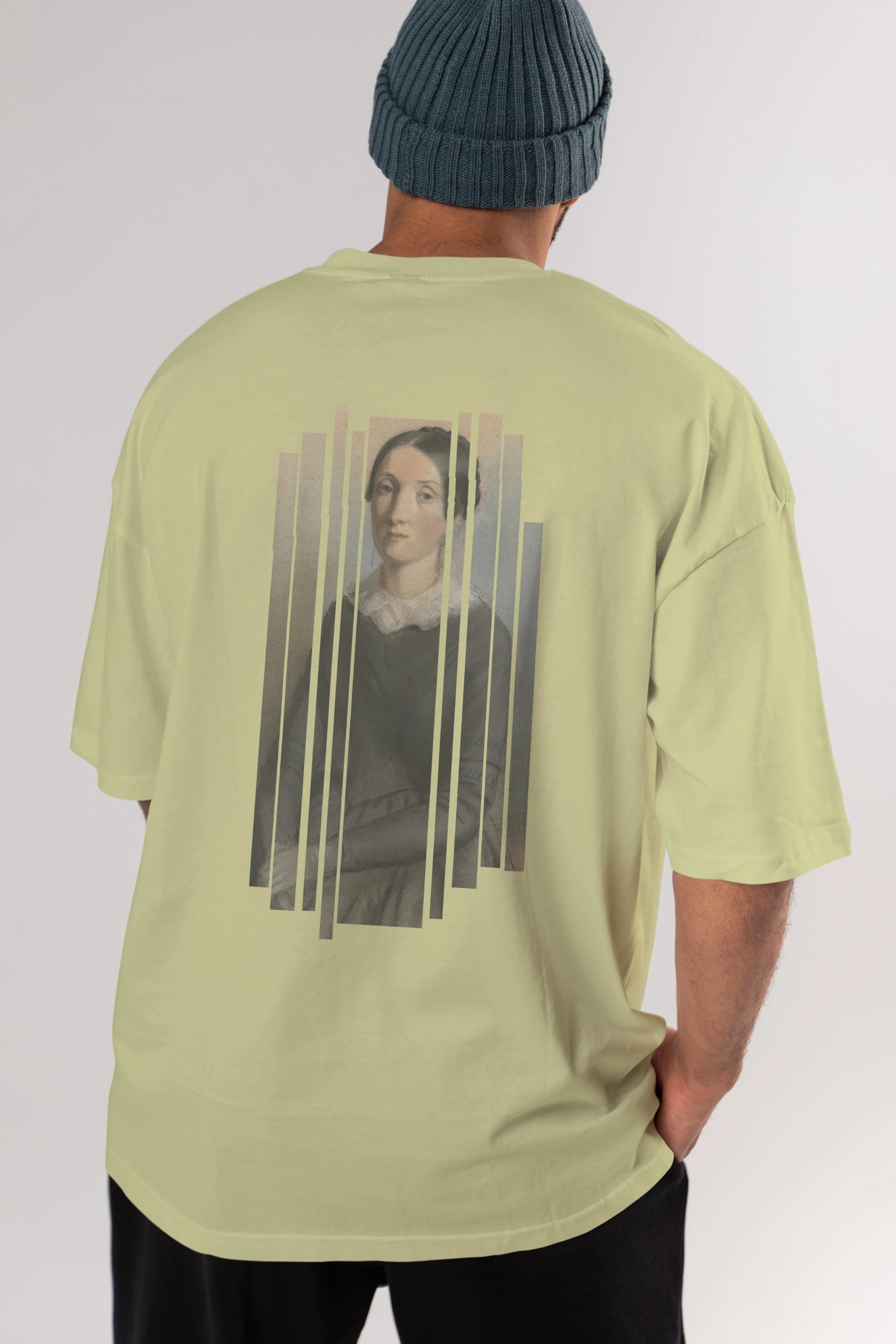 Retro Portre Arka Baskılı Oversize t-shirt Erkek Kadın Unisex