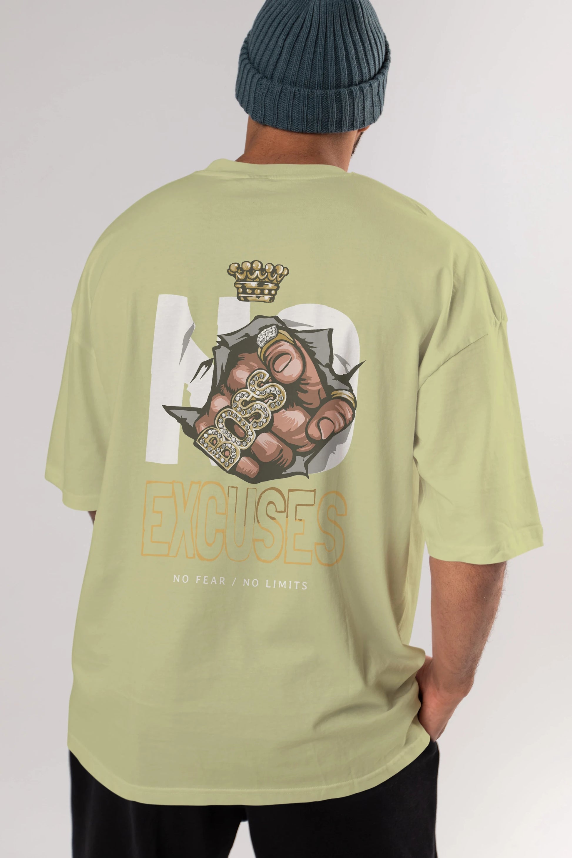 No Excuses Arka Baskılı Oversize t-shirt Erkek Kadın Unisex