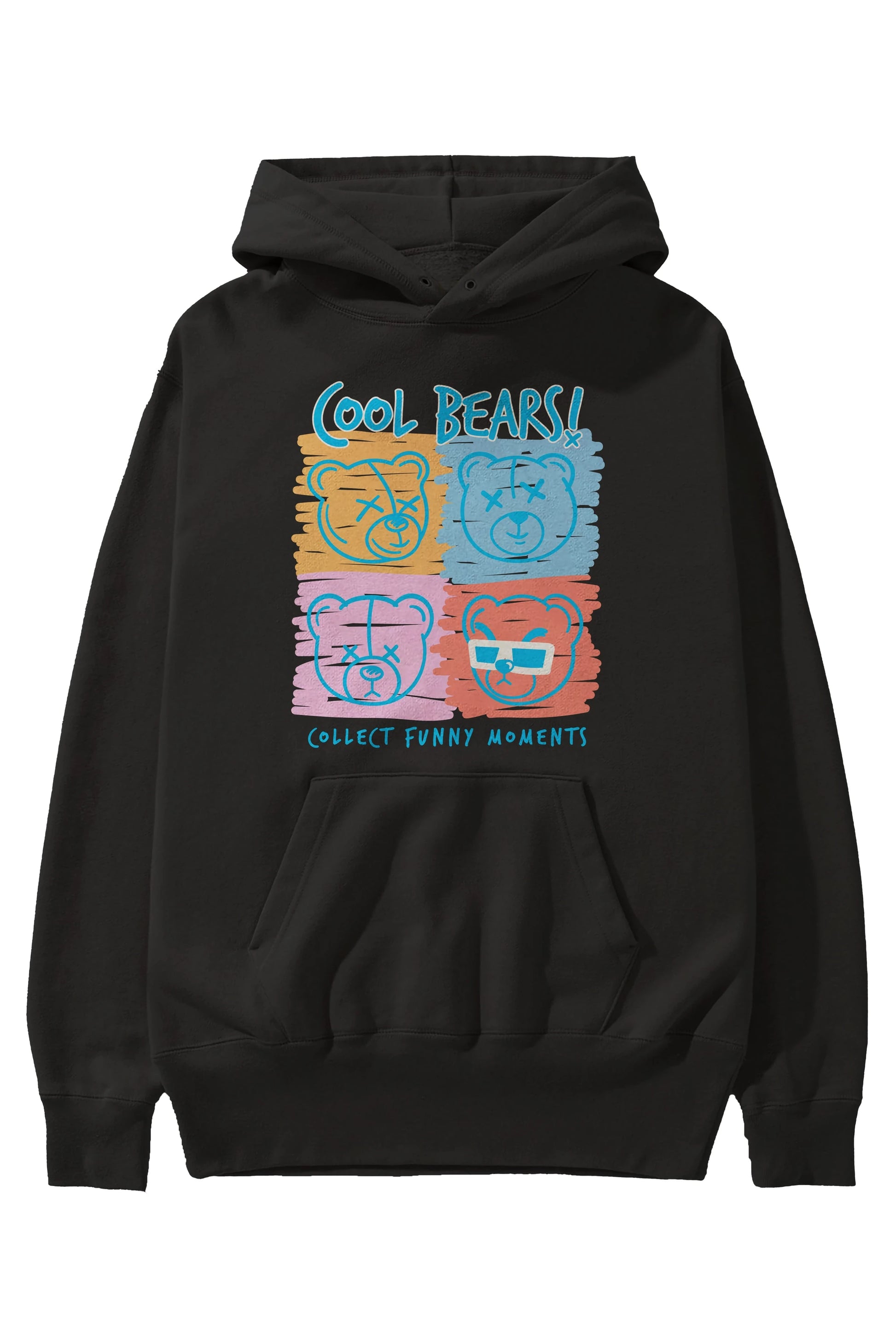Cool Bears Ön Baskılı Hoodie Oversize Kapüşonlu Sweatshirt Erkek Kadın Unisex