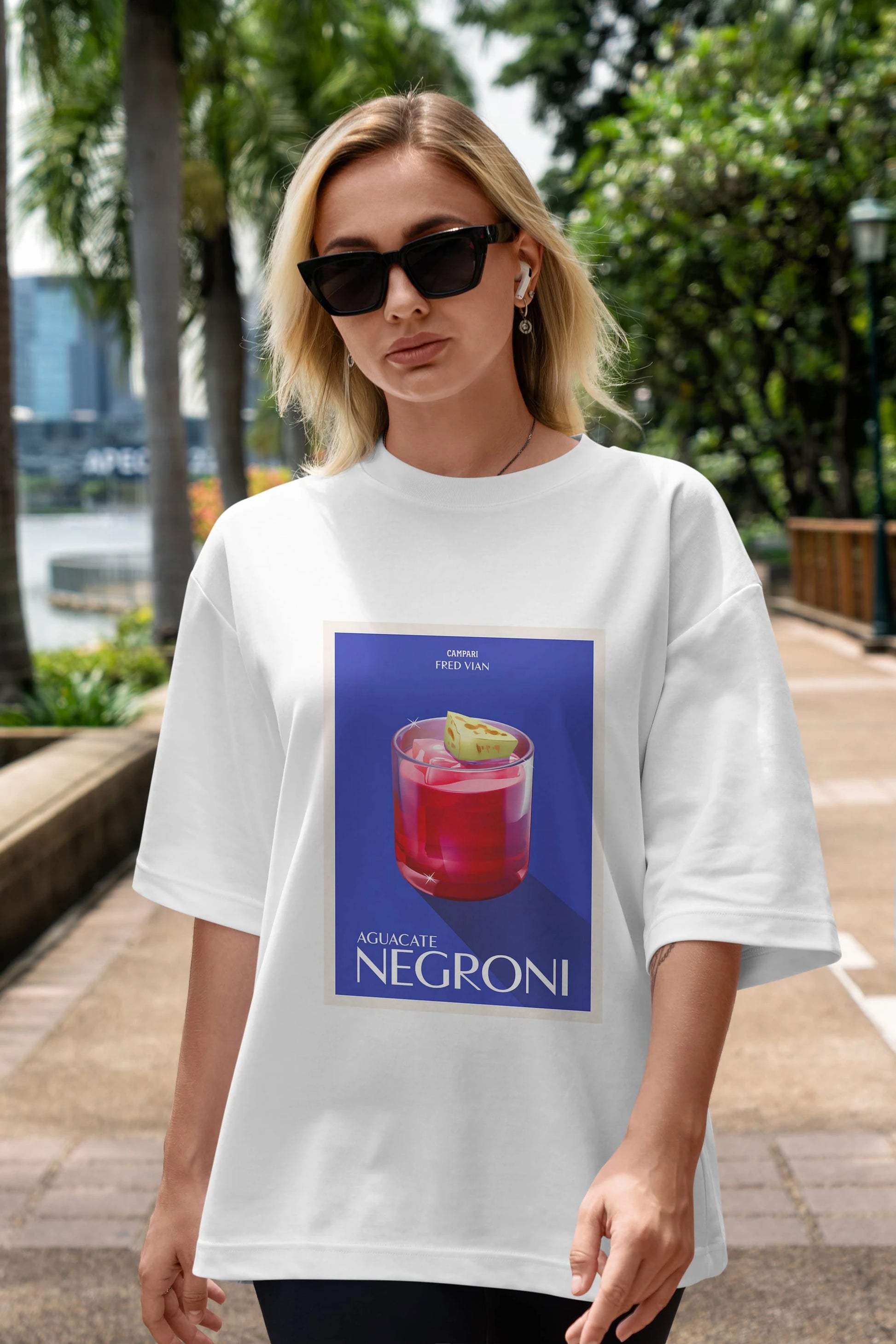 Aguacate Negroni Ön Baskılı Oversize t-shirt Erkek Kadın Unisex %100 Pamuk Bisiklet Yaka tişort
