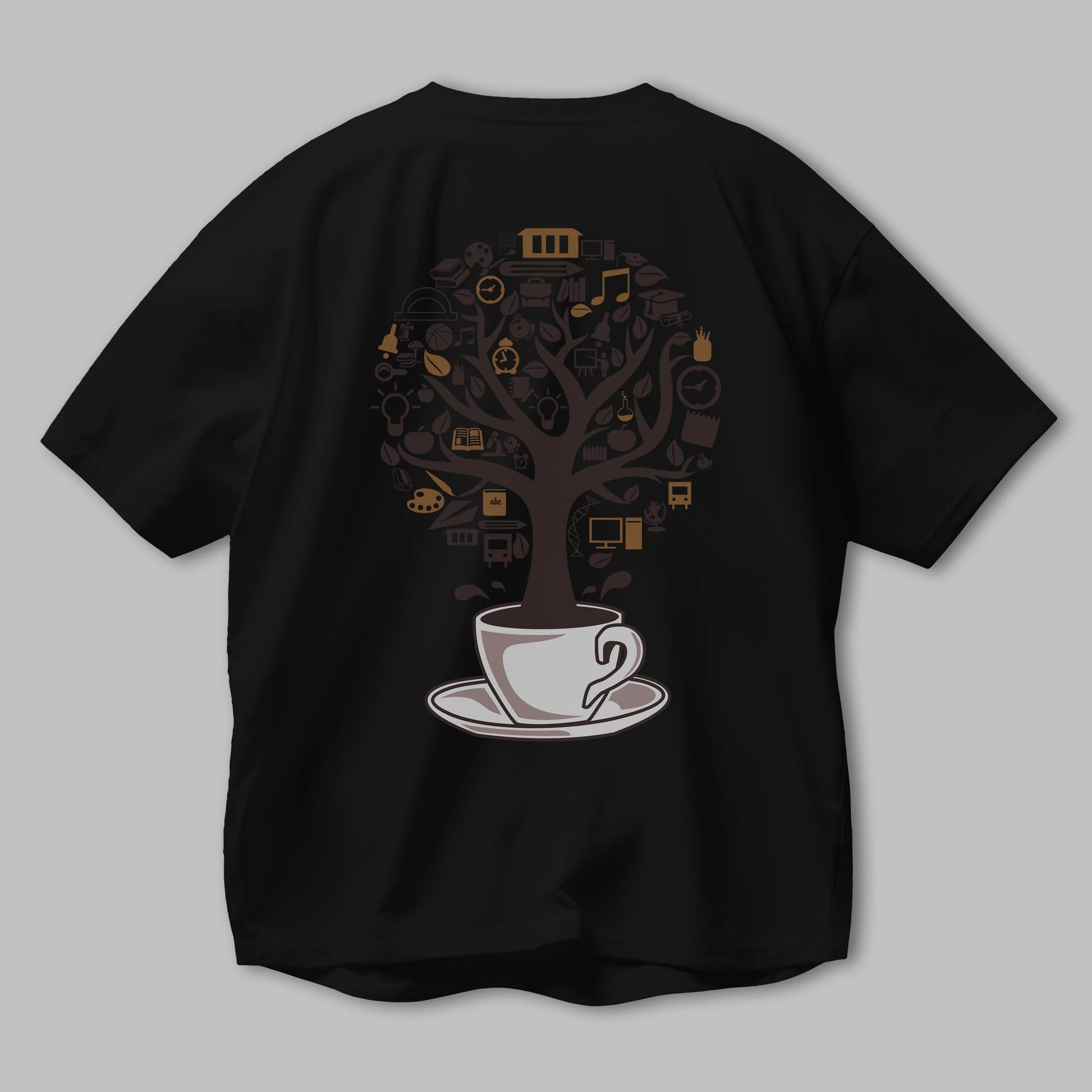 Coffee Tree Arka Baskılı Oversize t-shirt %100 pamuk Erkek Kadın Unisex