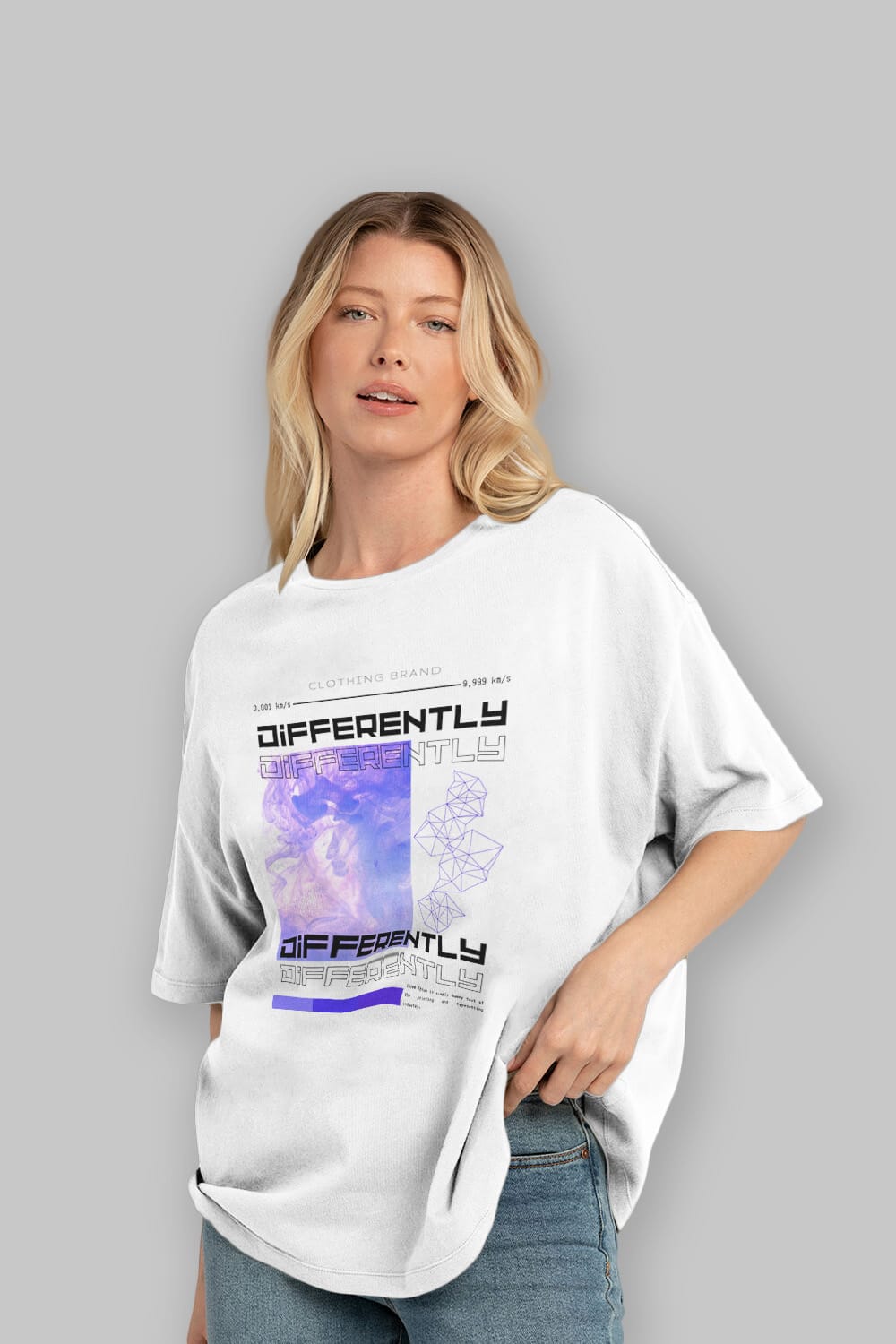 Differently Yazılı Ön Baskılı Oversize t-shirt Erkek Kadın Unisex