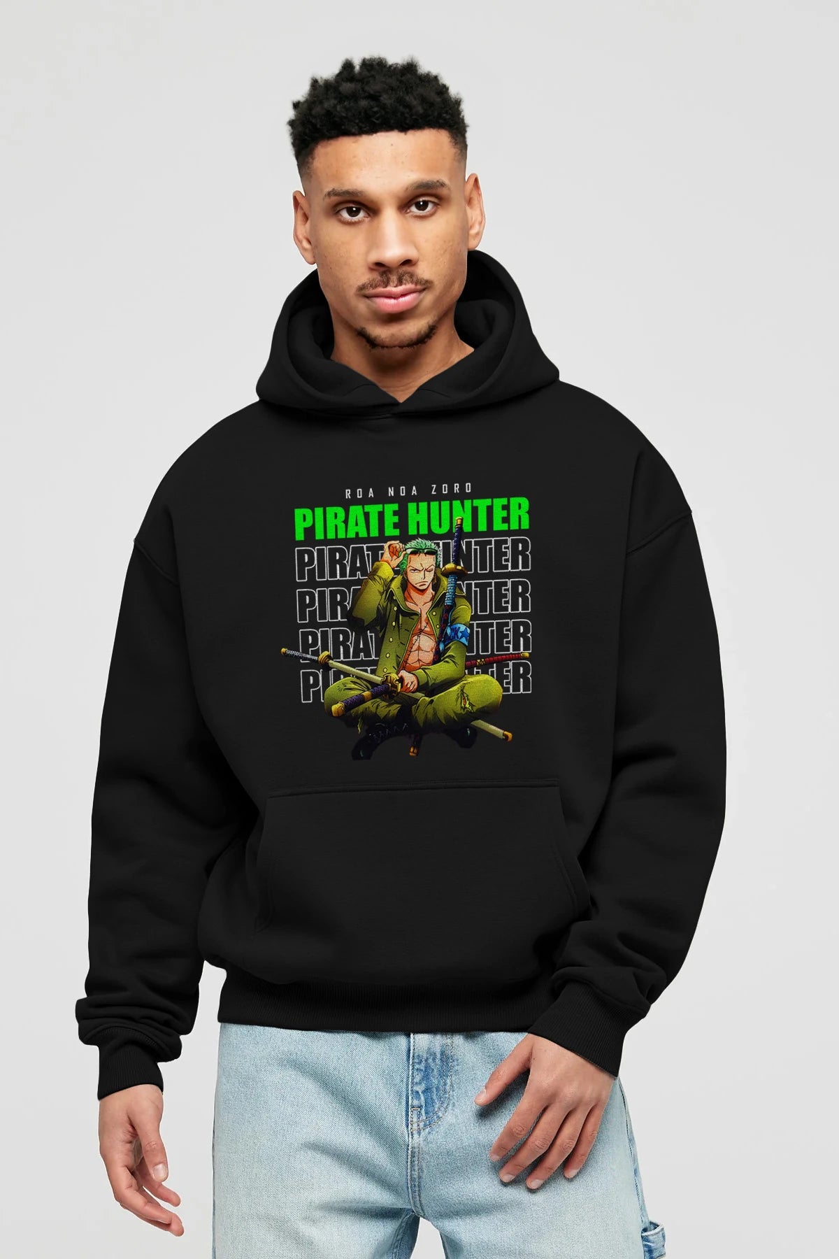 Roronoa Zoro 4 Anime Ön Baskılı Hoodie Oversize Kapüşonlu Sweatshirt Erkek Kadın Unisex
