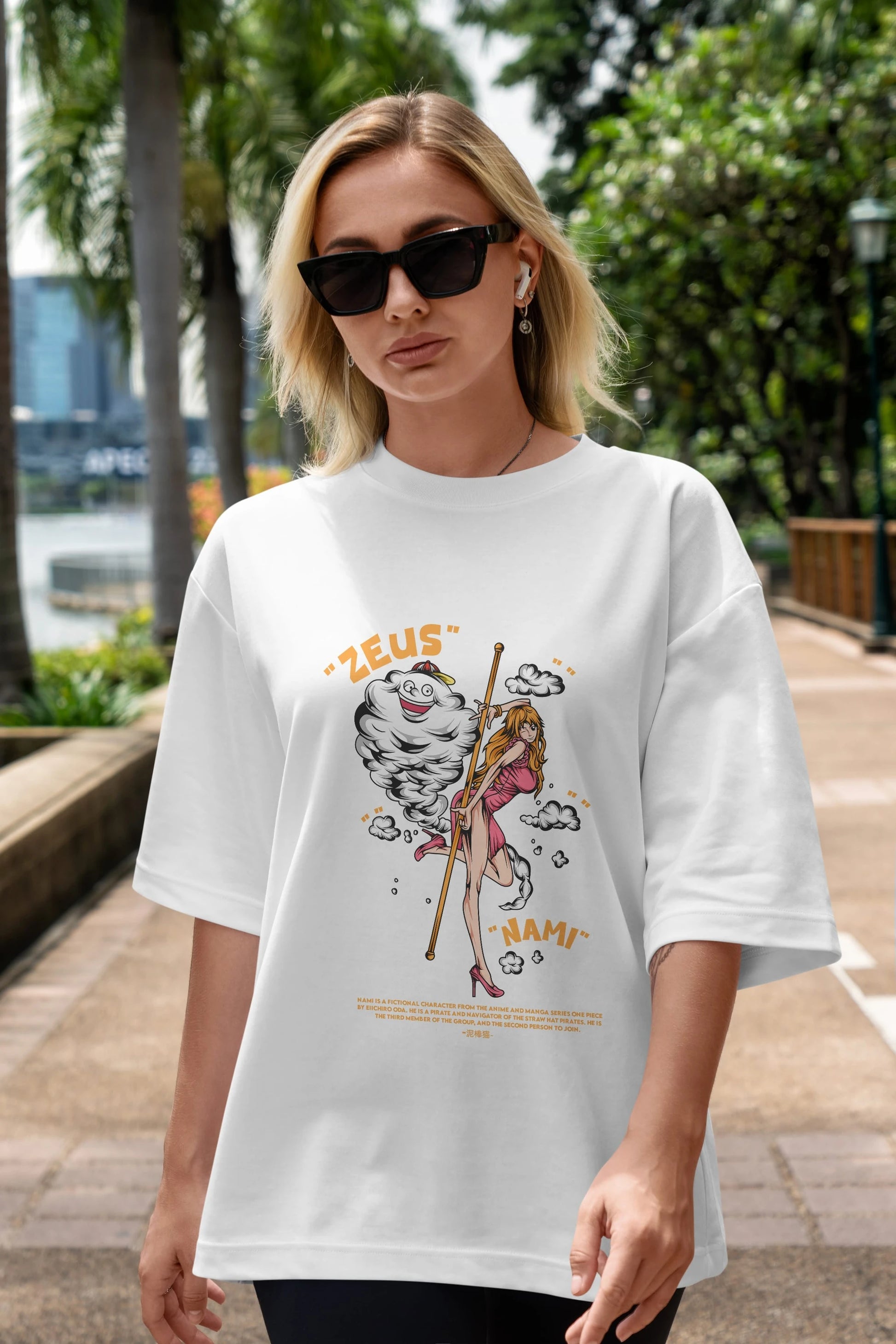 Zeus Nami Anime Ön Baskılı Oversize t-shirt %100 pamuk Erkek Kadın Unisex