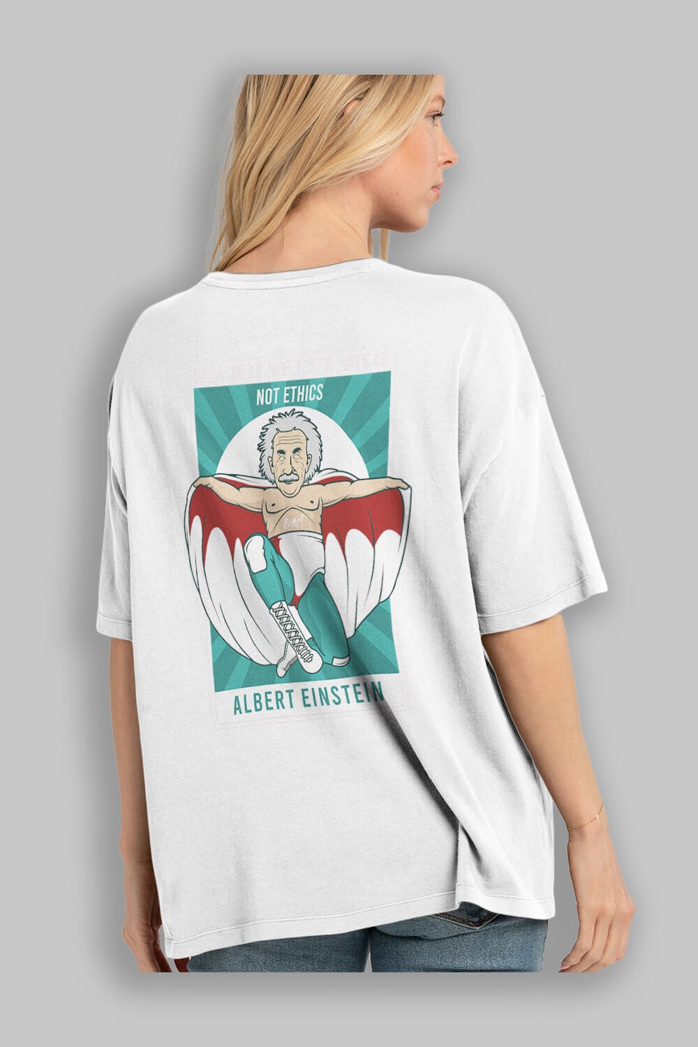 Nacho Libre Einstein Arka Baskılı Oversize t-shirt Erkek Kadın Unisex %100 Pamuk tişort