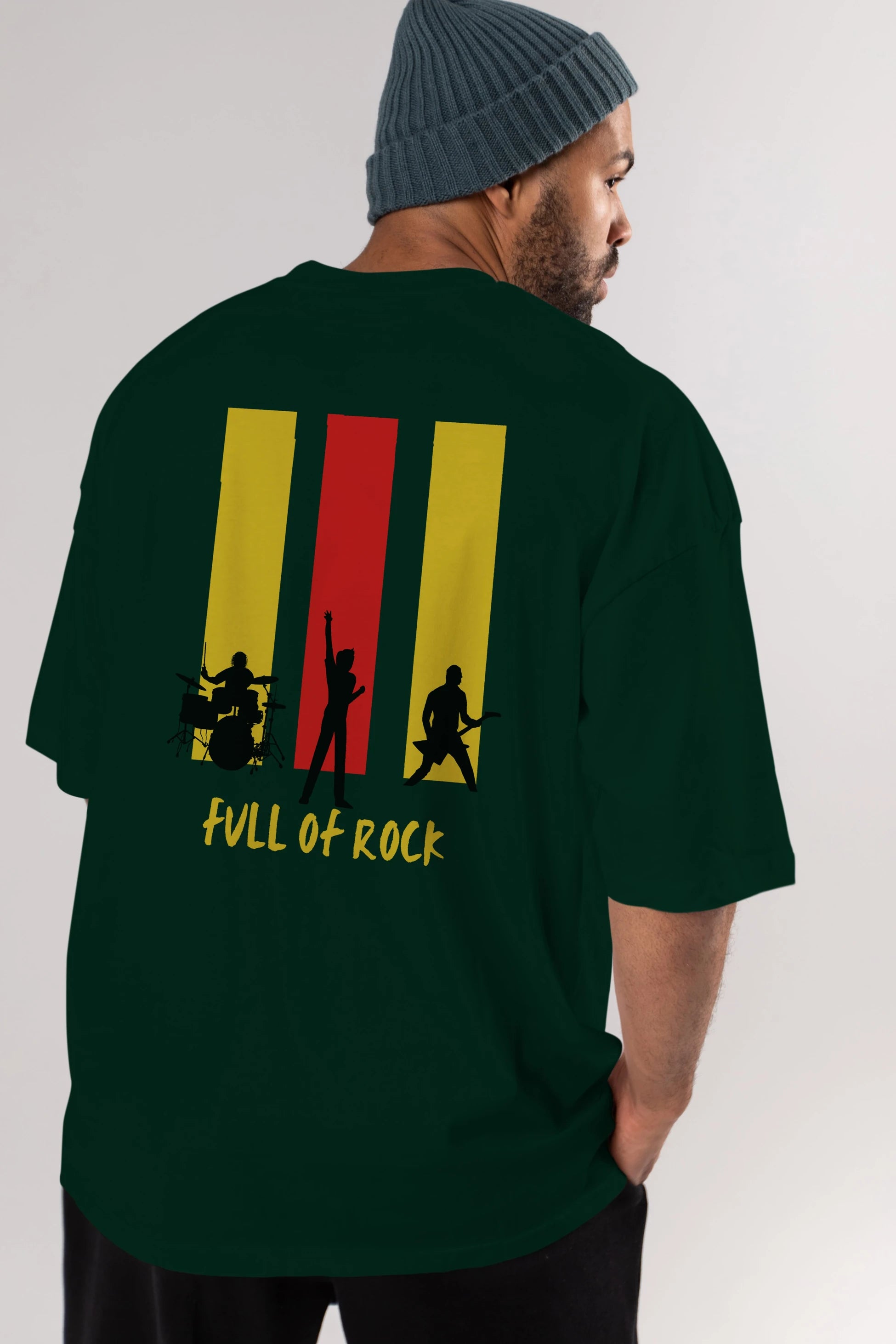 Full of Rock Yazılı Arka Baskılı Oversize t-shirt Erkek Kadın Unisex